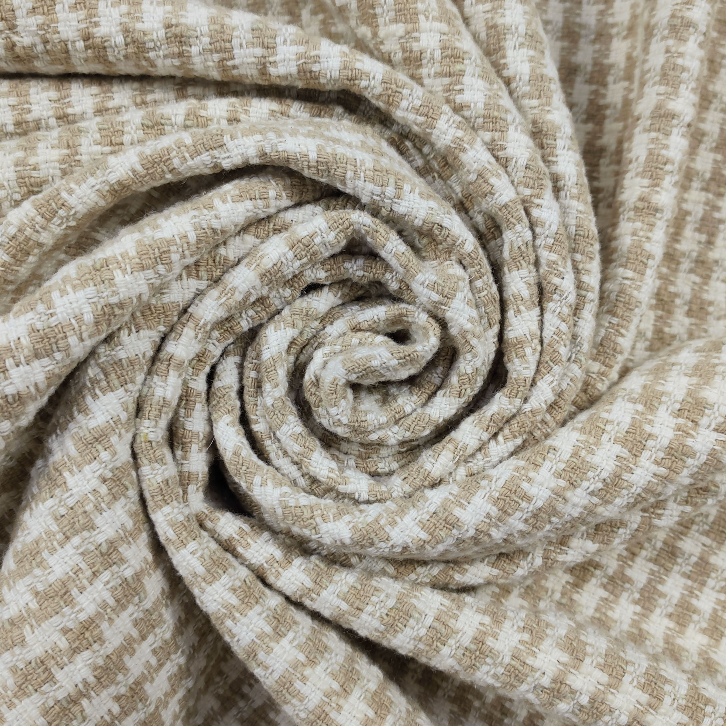 Tessuto Tweed Pied de Poule Beige Image