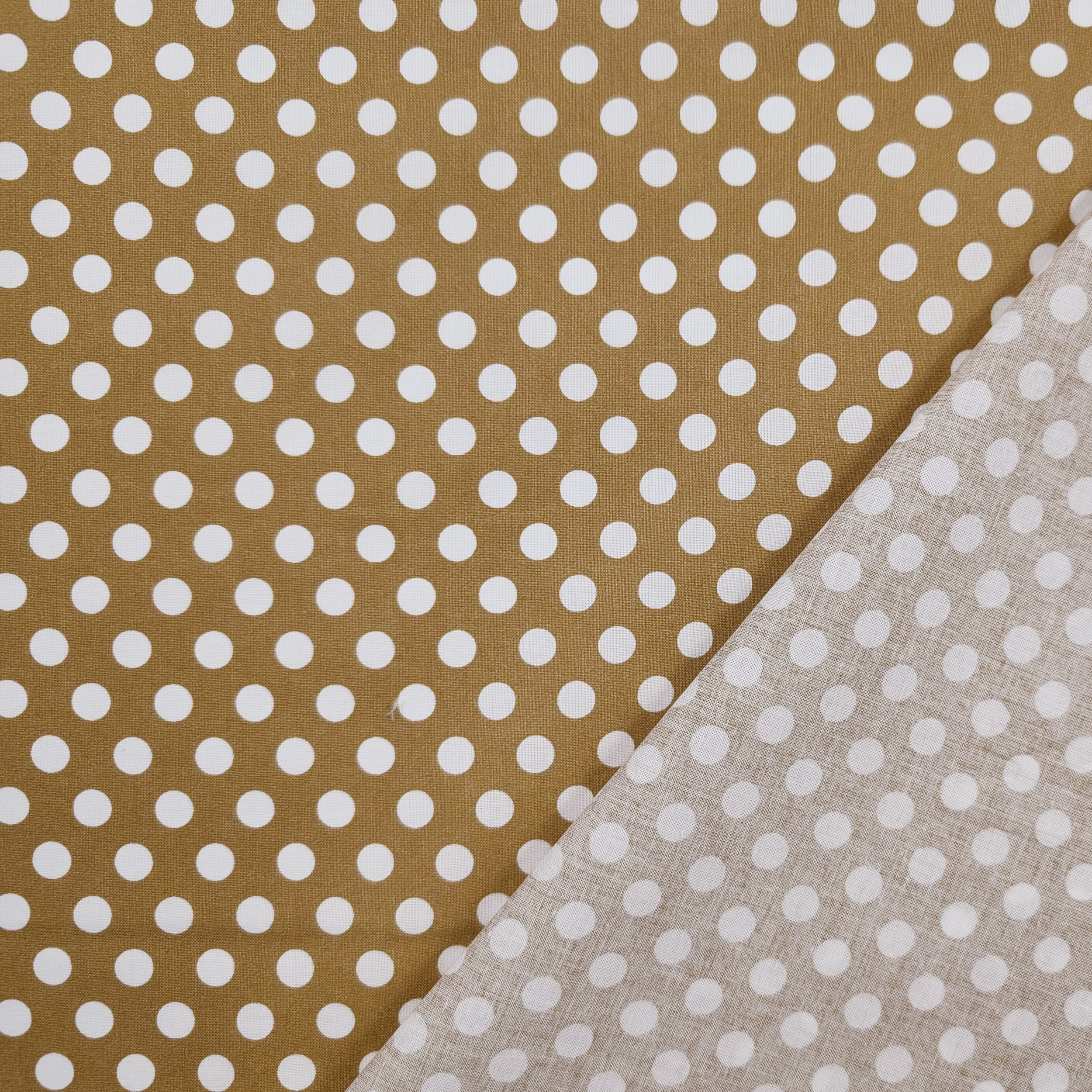 Tessuto Cotone Beige a Pois Grandi Image