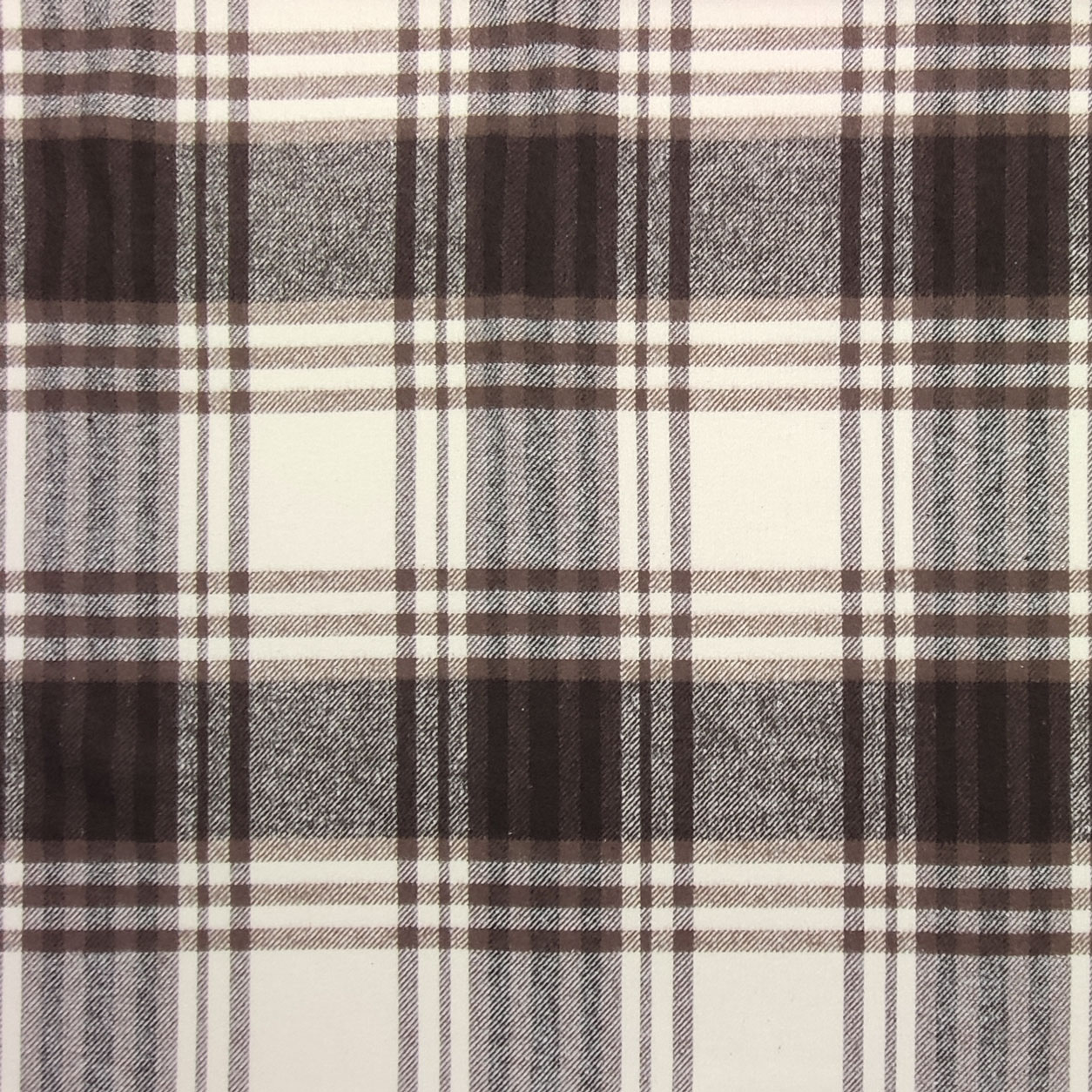 Tessuto Cinigliato Tartan Marrone e Panna