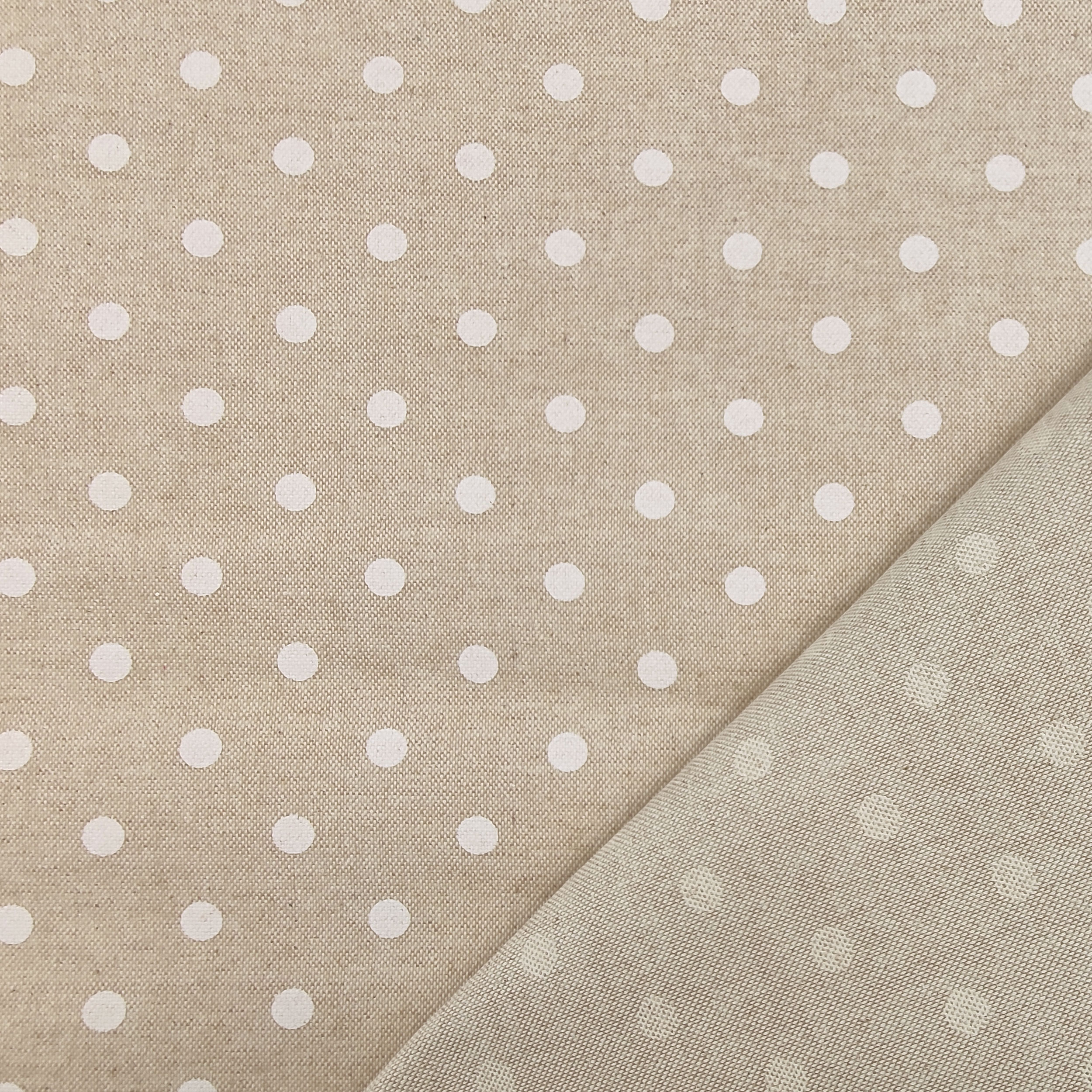 Tela Cerata Puro Cotone Resinato Antimacchia Beige Pois 180 cm Image