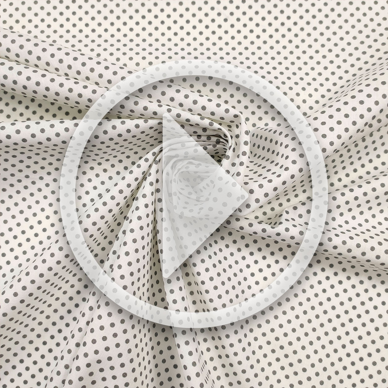 Tessuto Cotone Bianco Pois Grigio Image