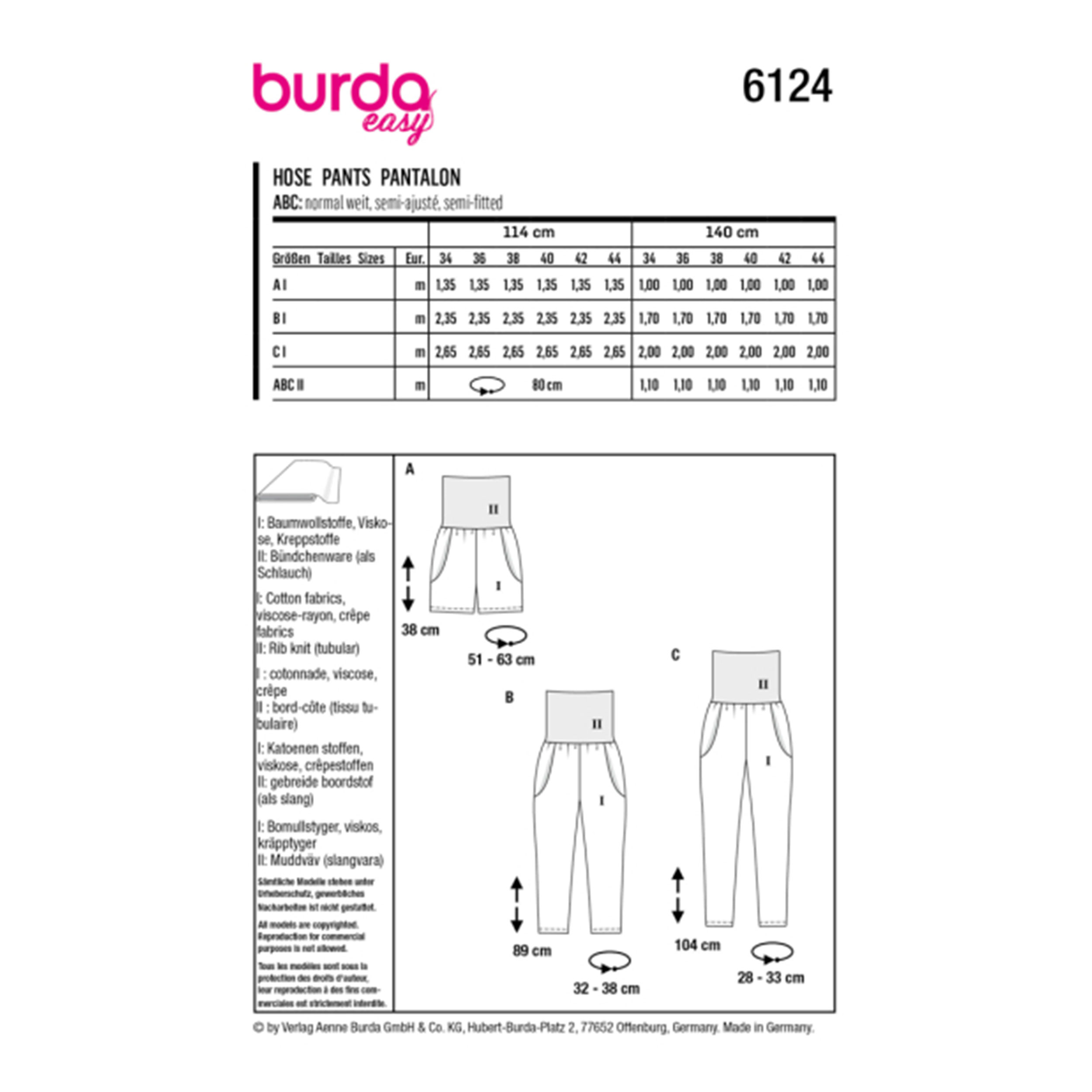 Cartamodello Burda Super Easy Pantaloni Image