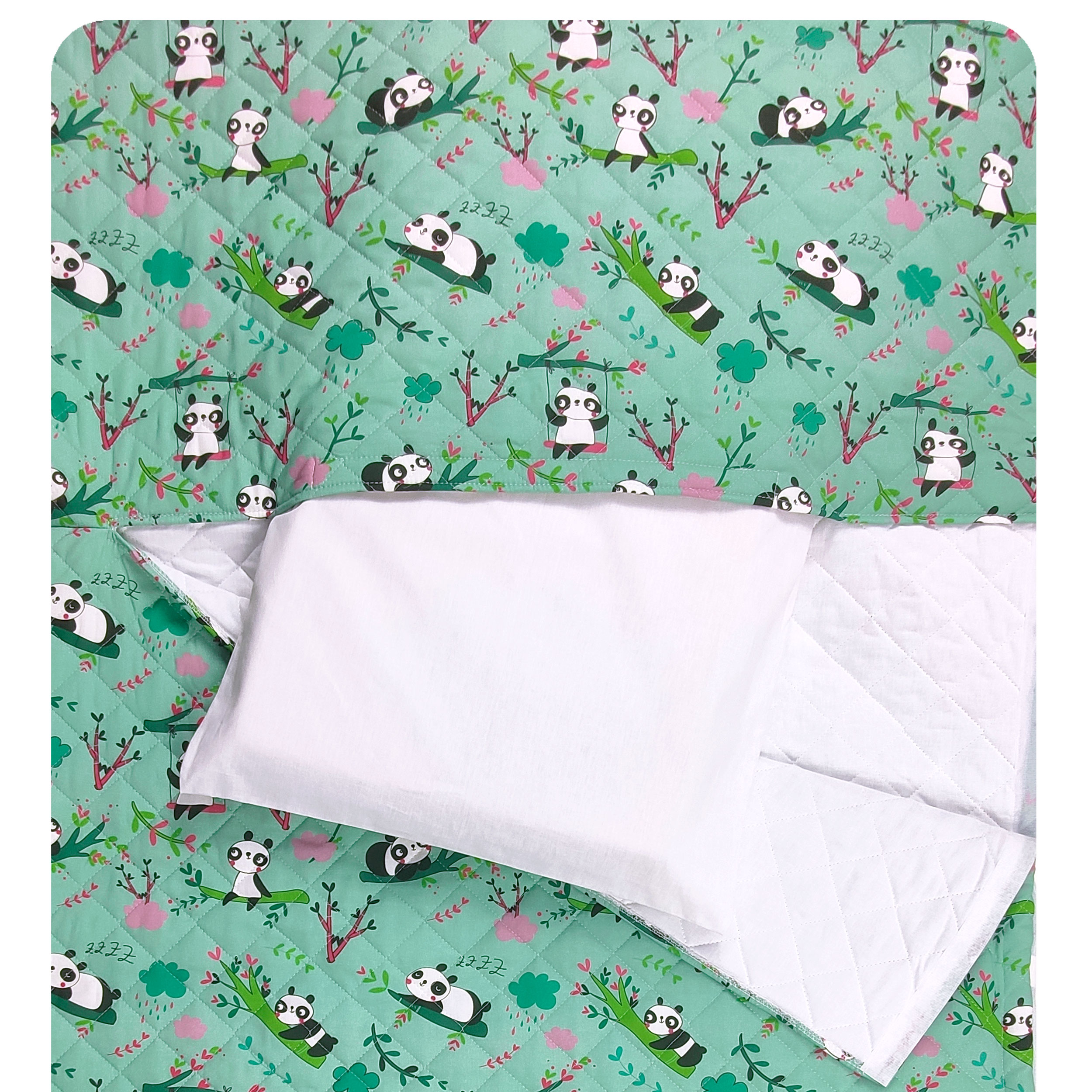 Sacco Nanna Fantasia Panda Sfondo Verde Menta