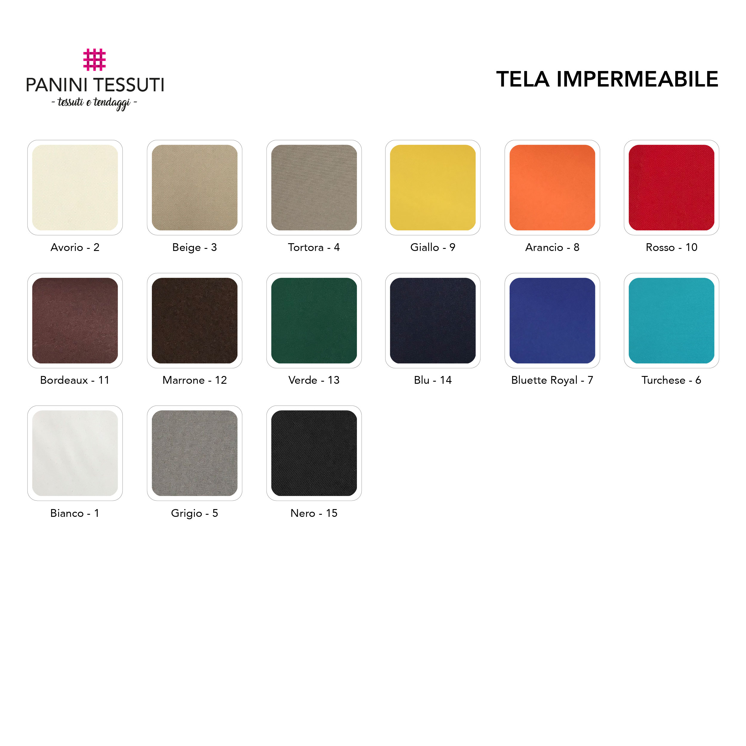 Tela Impermeabile Tabella Colori Disponibili