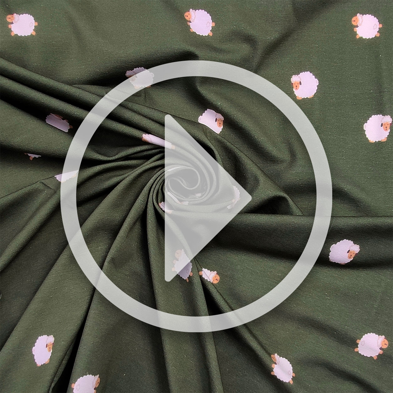 Jersey Cotone Fantasia Pecorelle Sfondo Militare Image