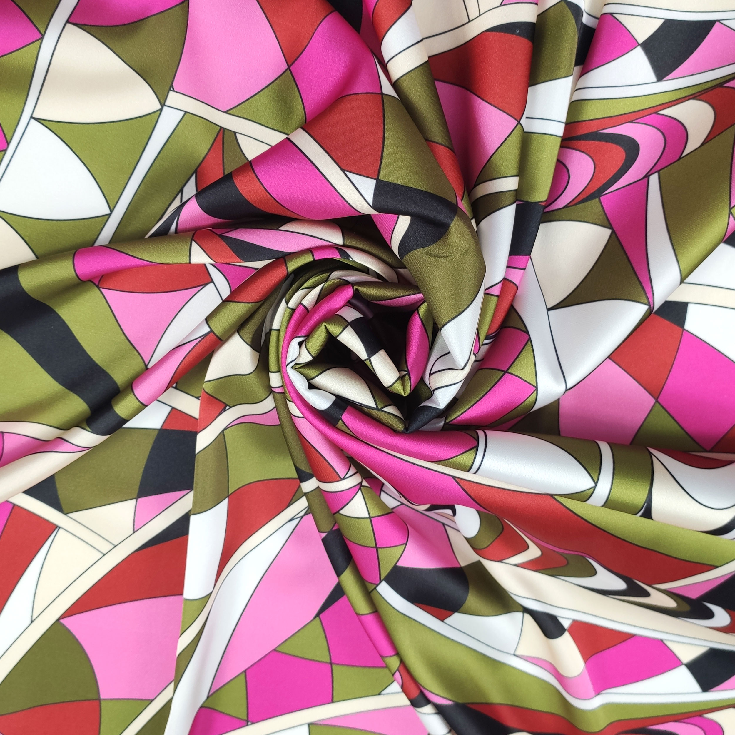 Rasetto Elasticizzato Setato Moda Fantasia Astratta Fuxia