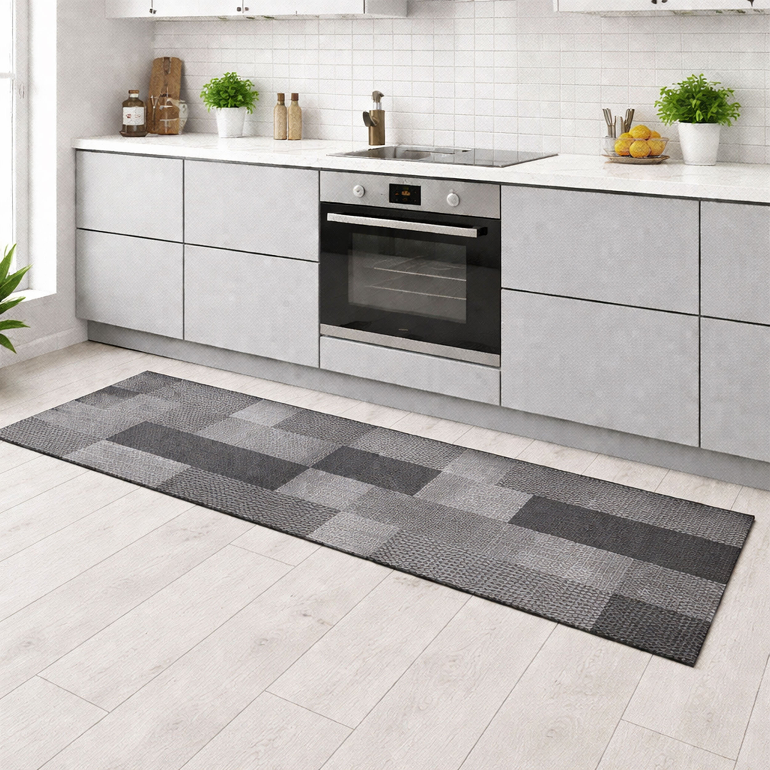 Passatoia da Cucina Rettangoli Bianco e Nero Image