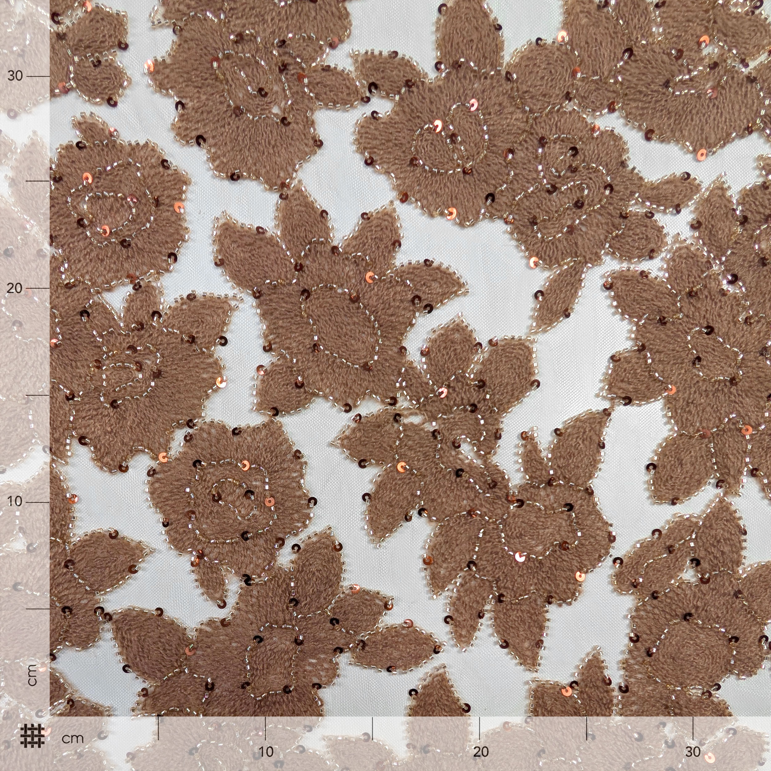 Pizzo Rose Lana Paillettes Cammello Image