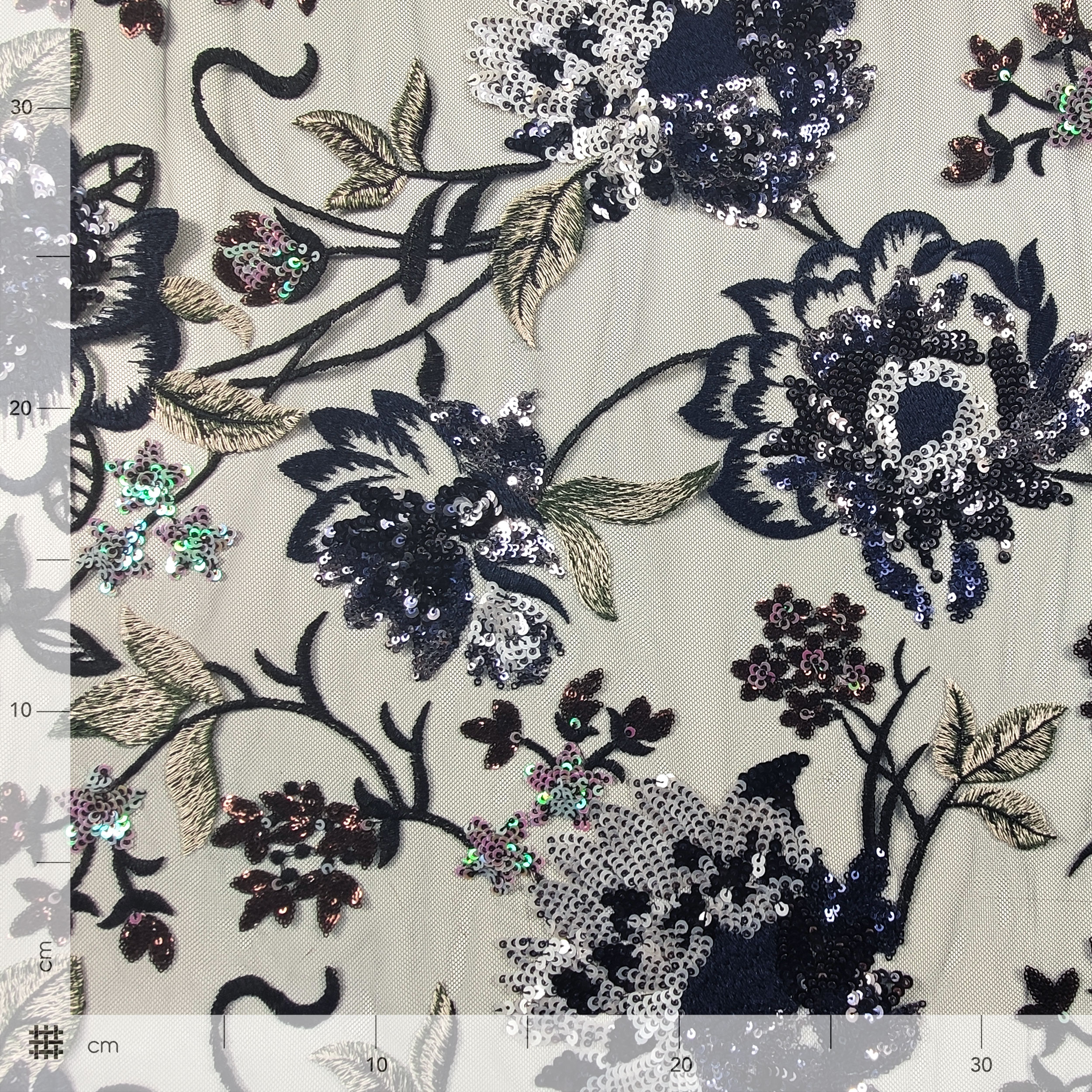 Pizzo Alta Moda Fiori Paillettes