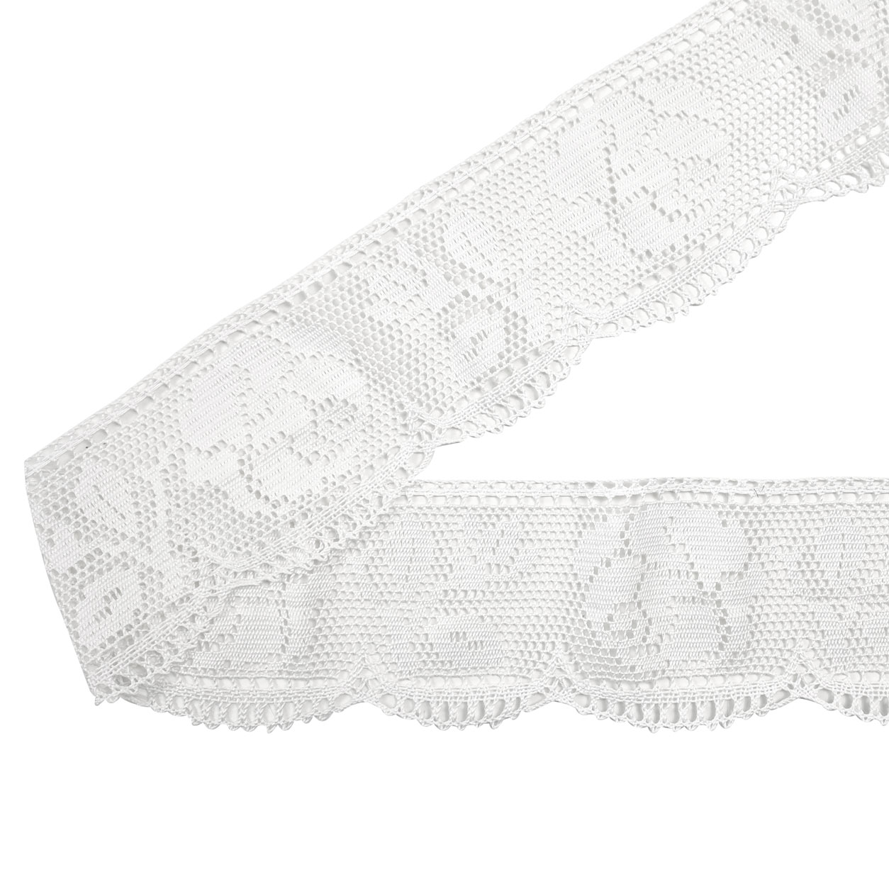 Pizzo Smerlato Bianco con Rose