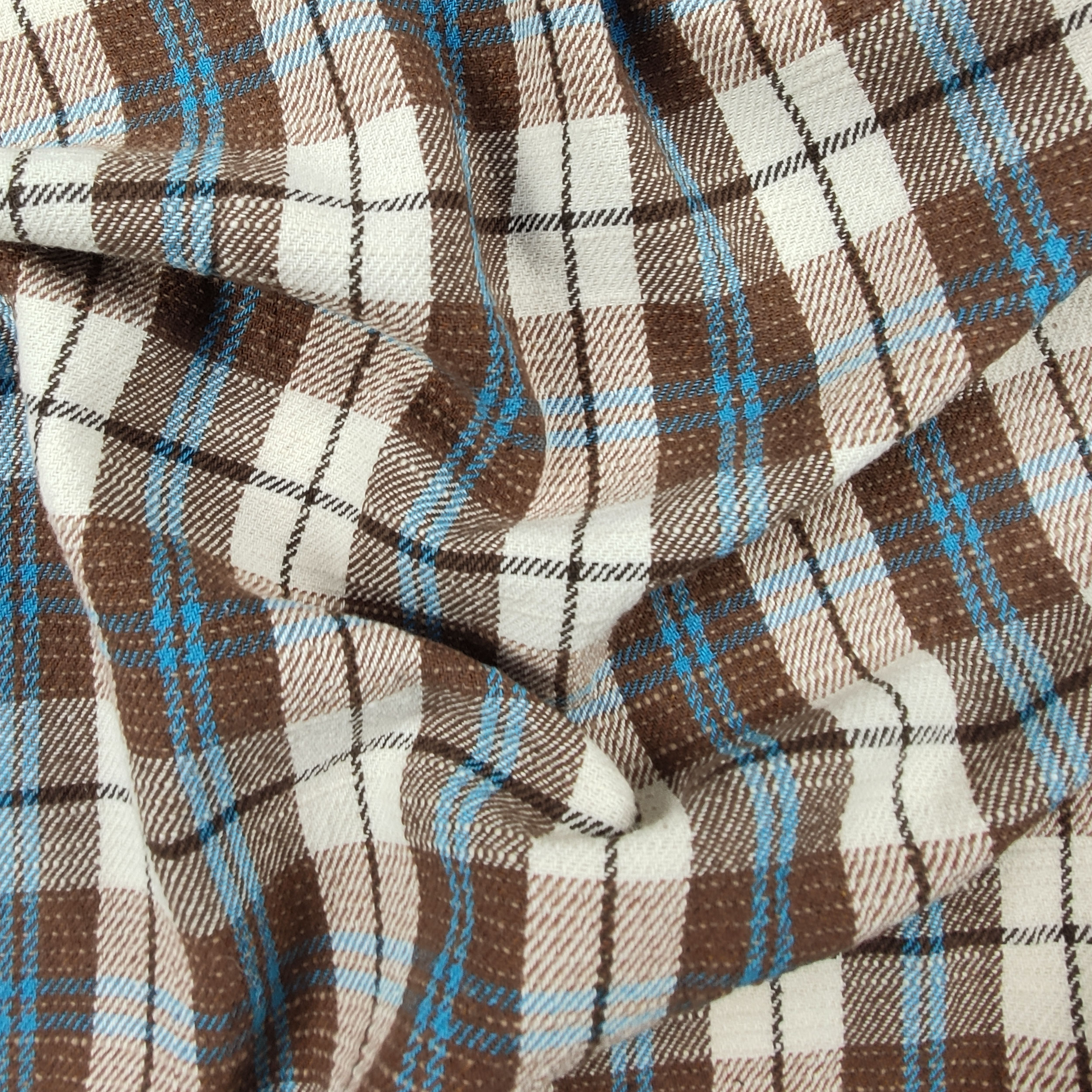 Tessuto Tartan Toni Marrone e Azzurro