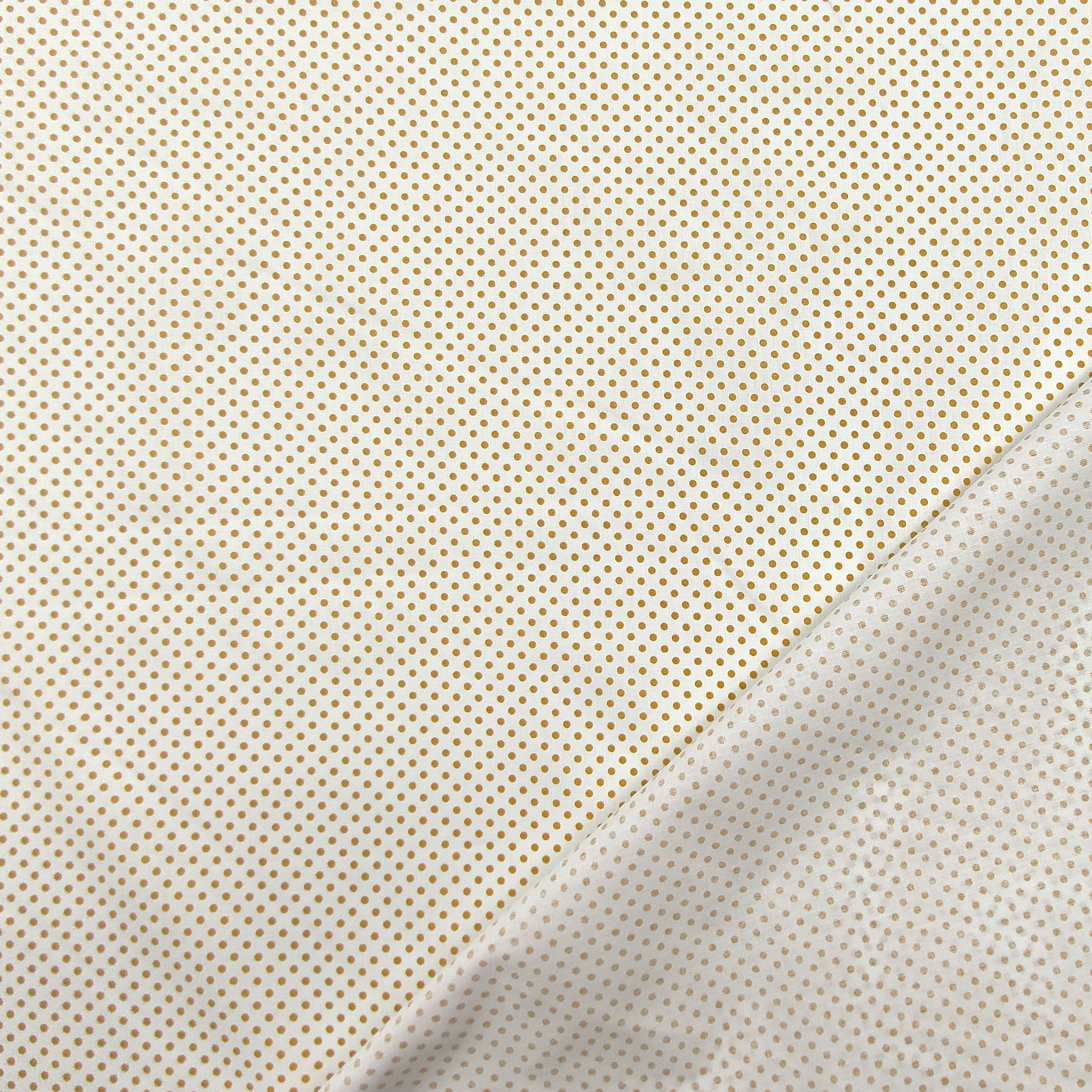 Tessuto Cotone Bianco Pois Senape Image