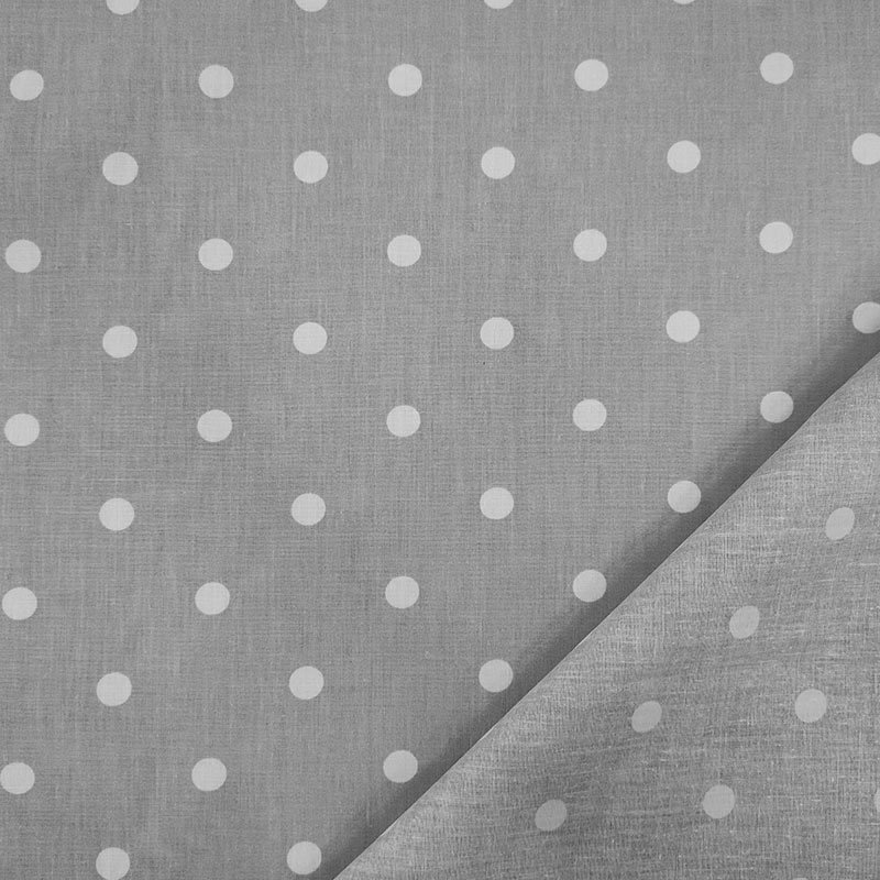 Ritaglio Cotone Pois Bianchi Sfondo Grigio 100x290 cm Image