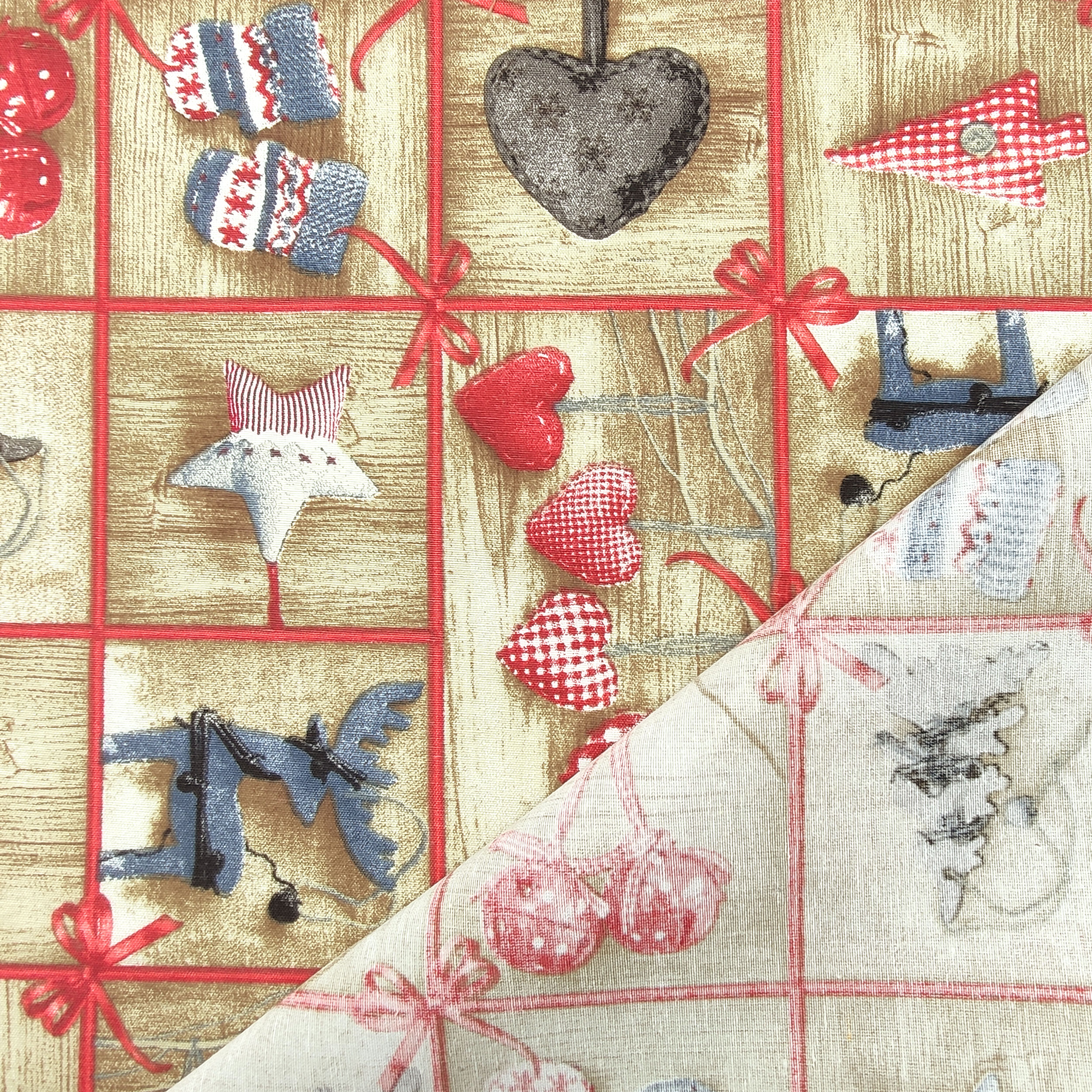 Tessuto Arredo Natalizio con Decorazioni Shabby Image