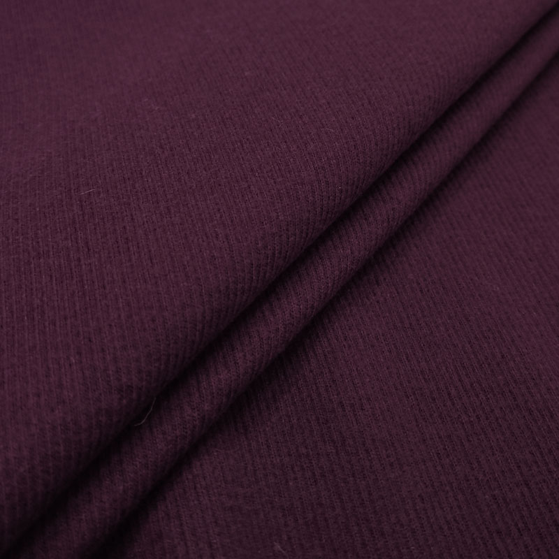 Maglia Mano Cachemire Costina Caldo Cotone Melanzana 