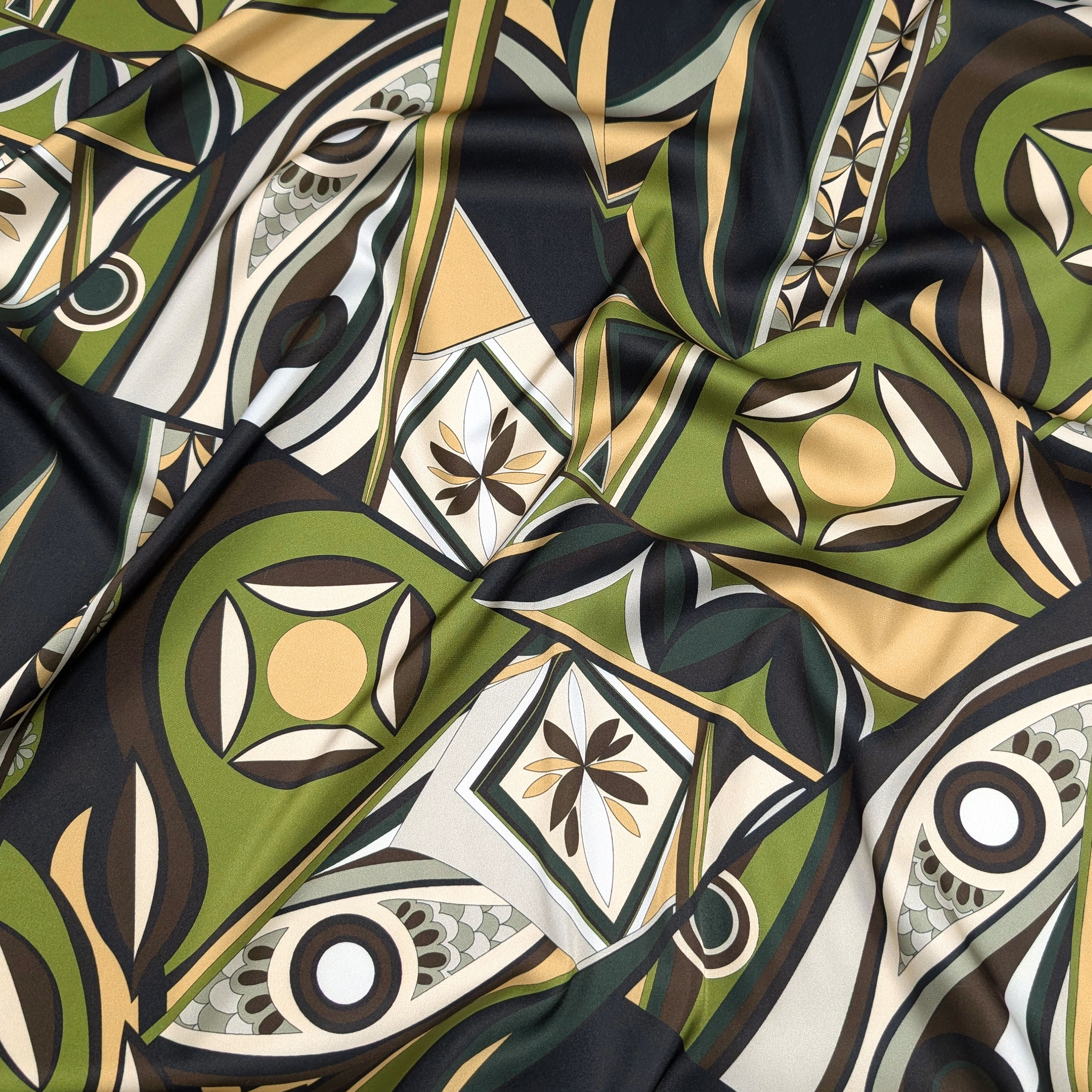 Raso Setato Alta Moda Fantasia Verde Marrone Image