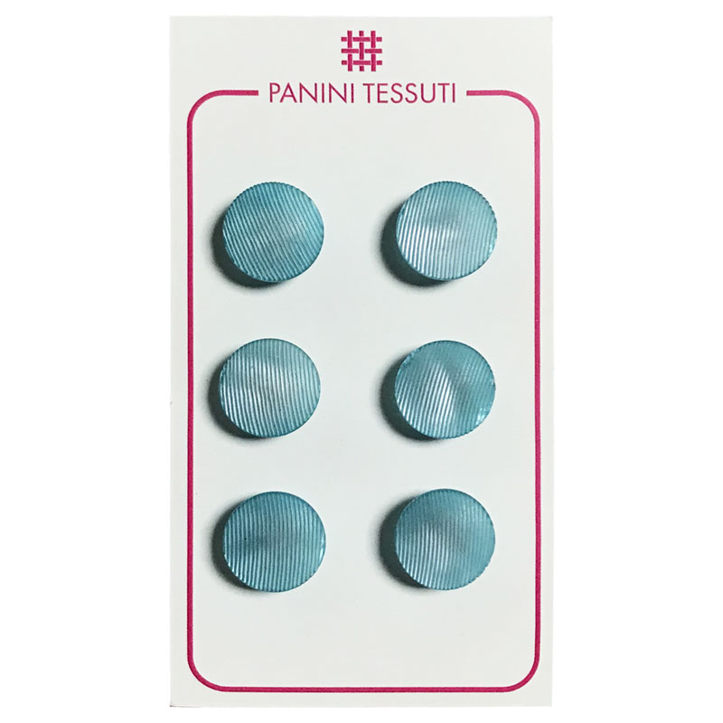 Bottoni Tondi Rigati Colore Azzurro 6 Pezzi - Lin 20