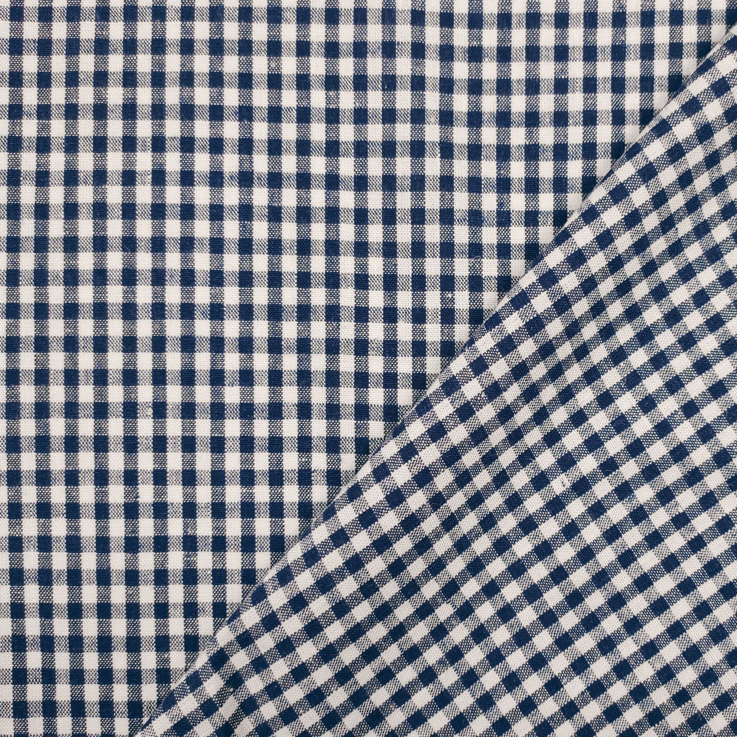 Tessuto Lino Fantasia Quadretti Blu