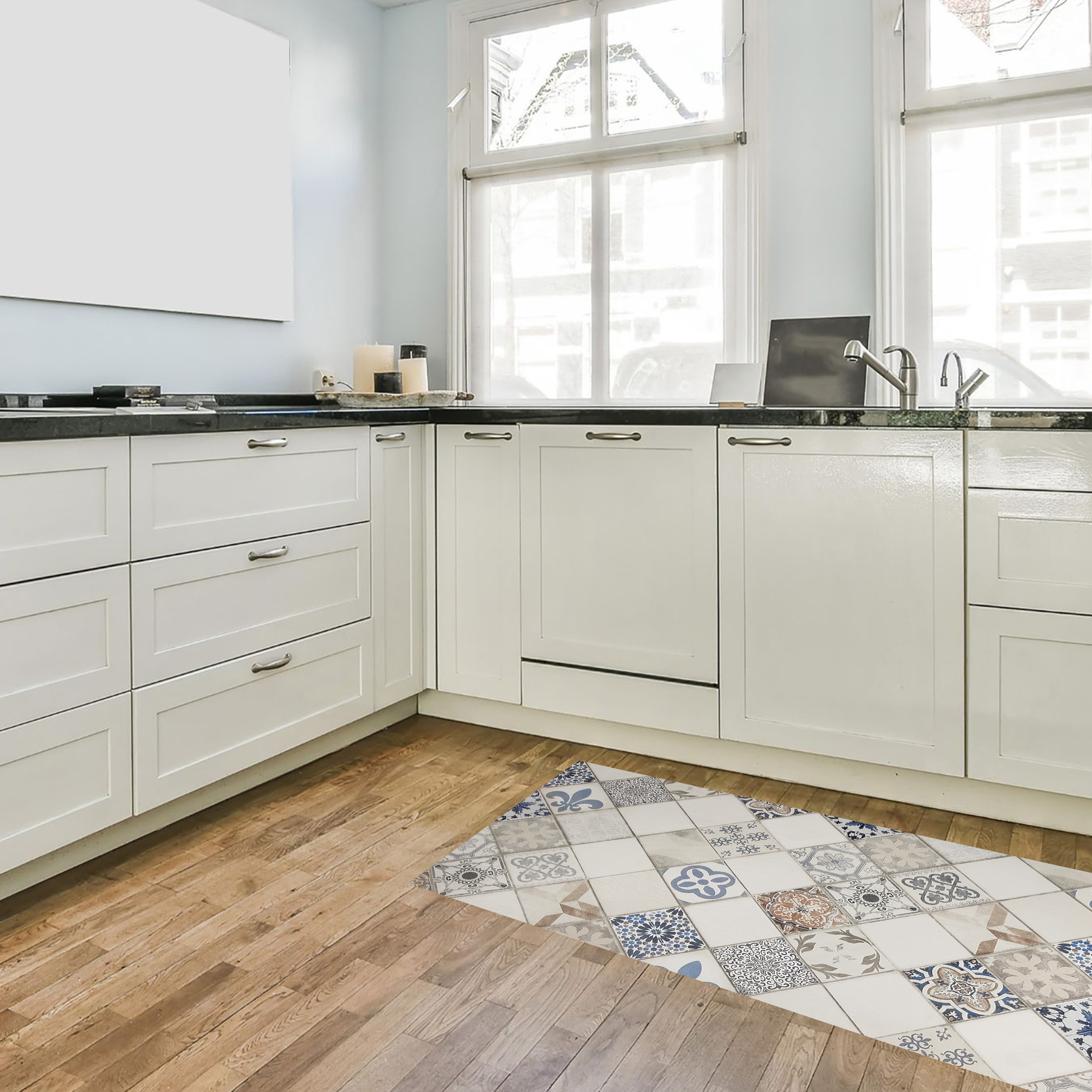 Passatoia da Cucina Maiolica Beige Azzurro Image