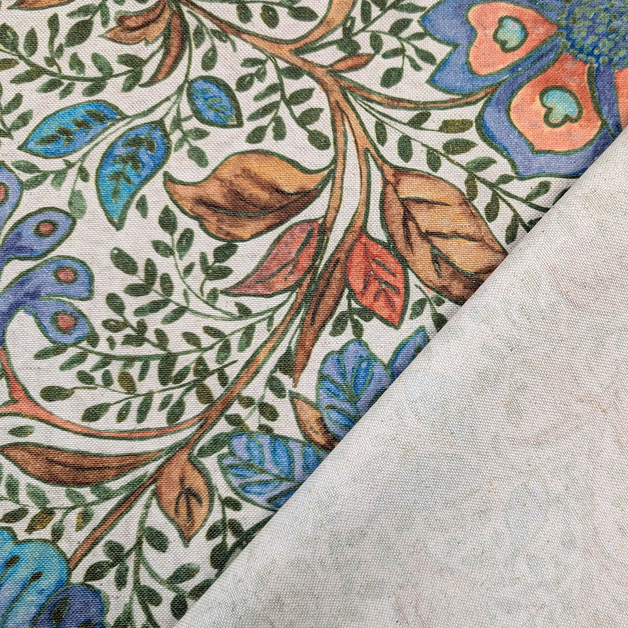 Panama Misto Lino Fiori Blu H 280 cm Image