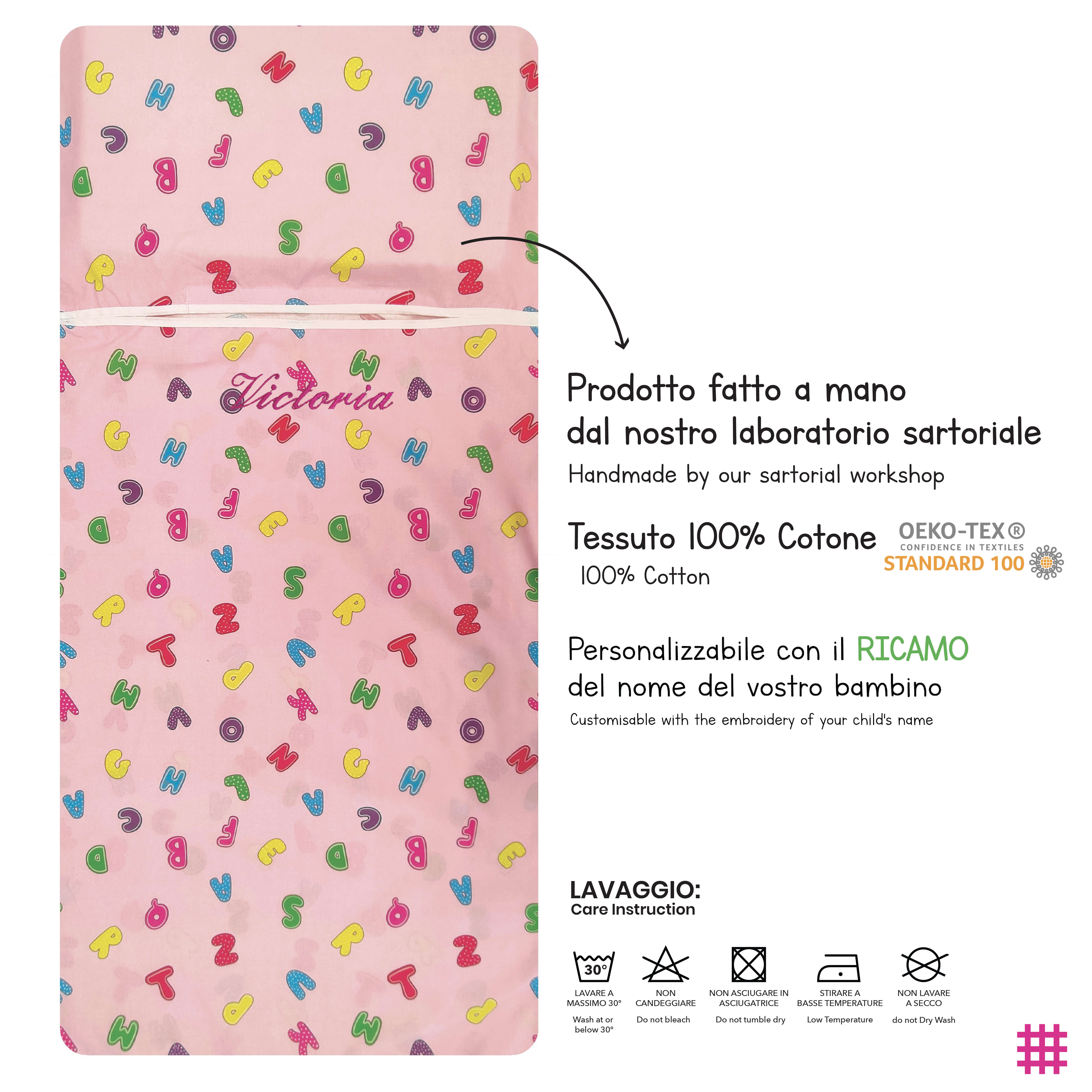 Sacco Nanna Estivo Alfabeto Sfondo Rosa Image