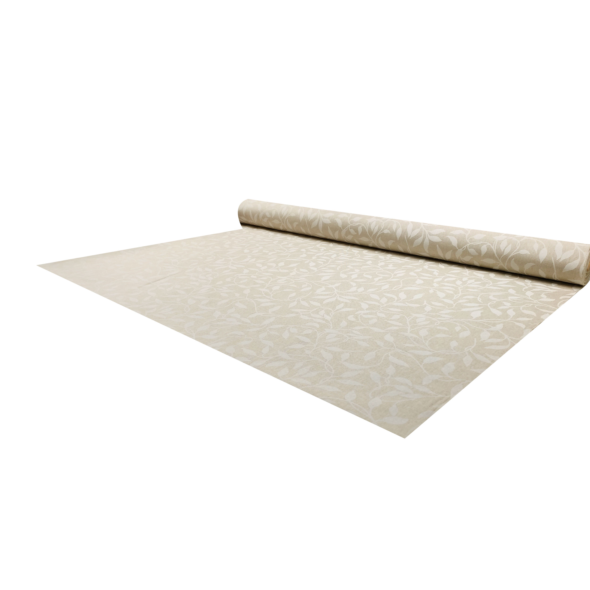 Tessuto per Tovaglia Cotone Foliage Bianco