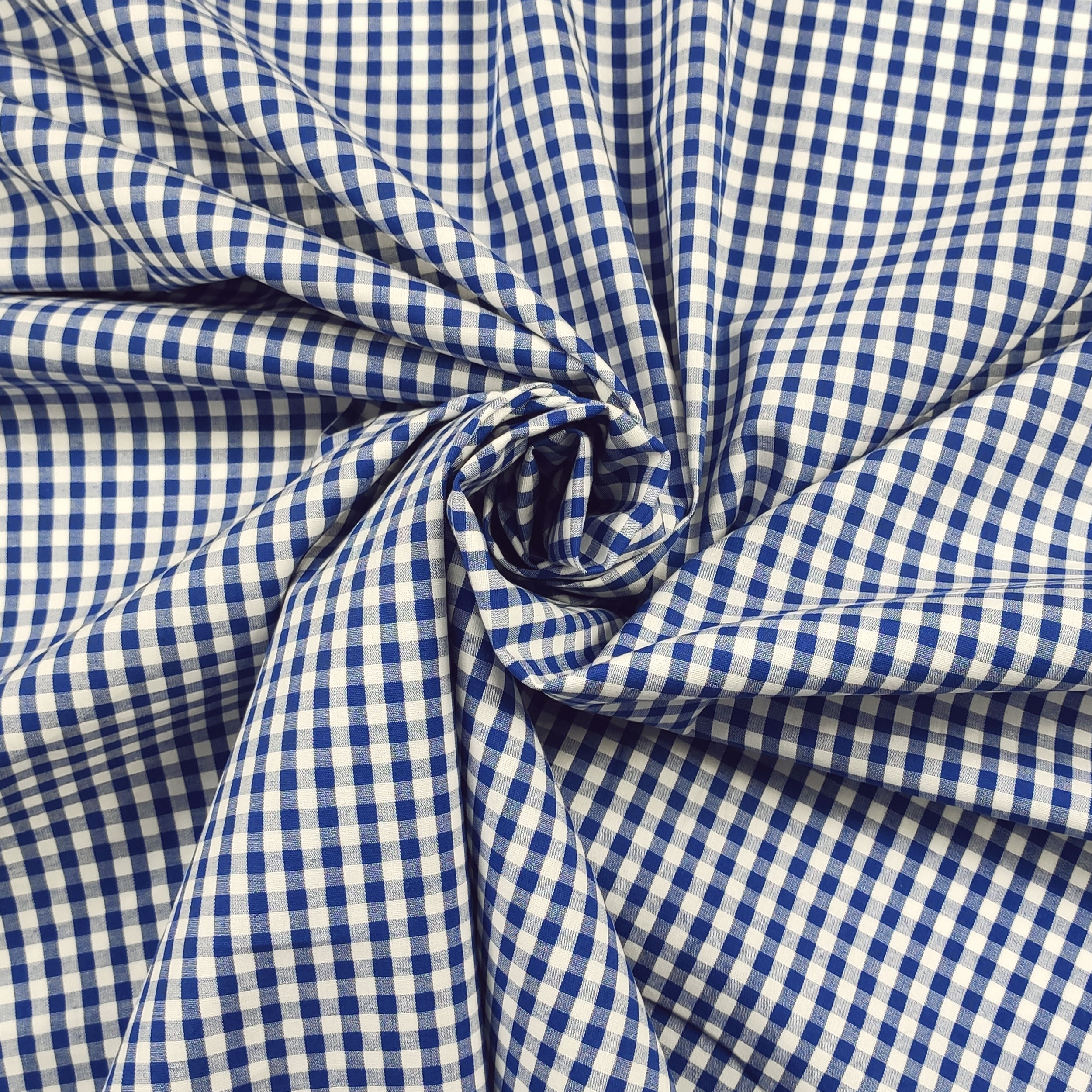 Cotone Medio Peso Elasticizzato Quadretti Blu