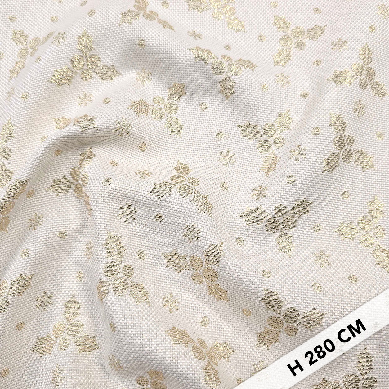 Jacquard Natalizio Bianco Agrifogli Lurex Oro Image