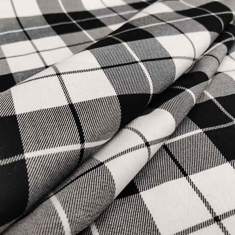 Tessuto Scozzese Quadri Bianco e Nero