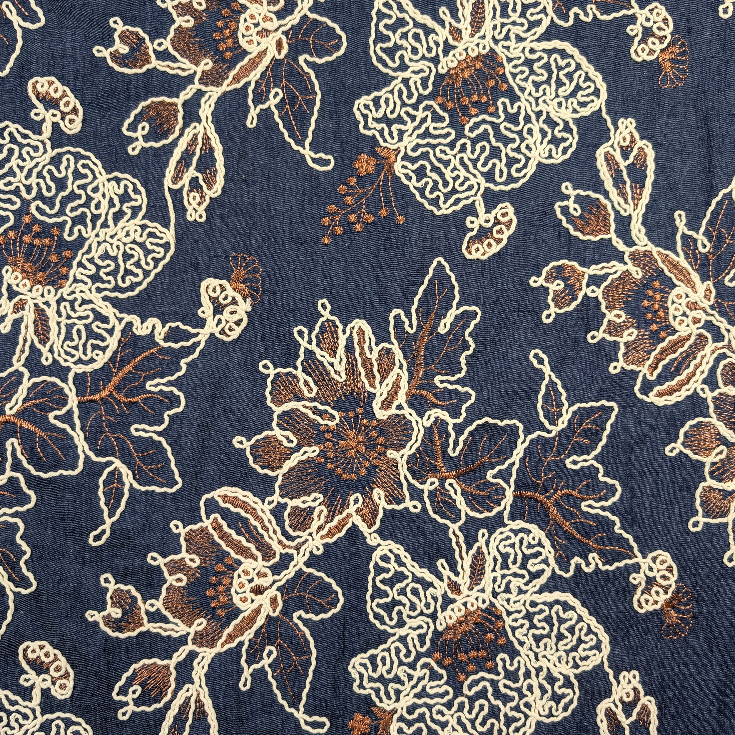 Jeans Cotone Blu Fiori Ricamati Image