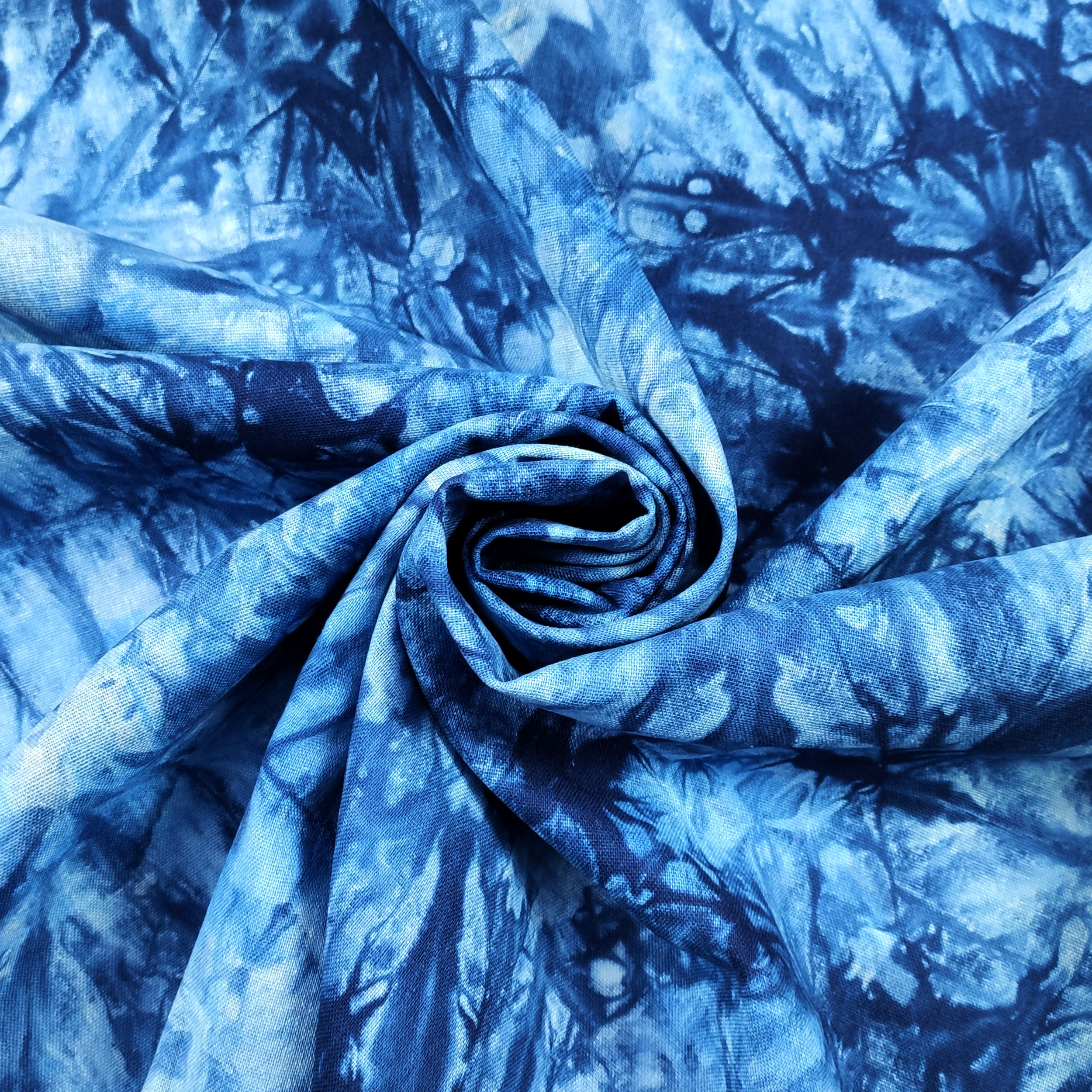 Misto Lino Foglie Astratte Sfondo Blu