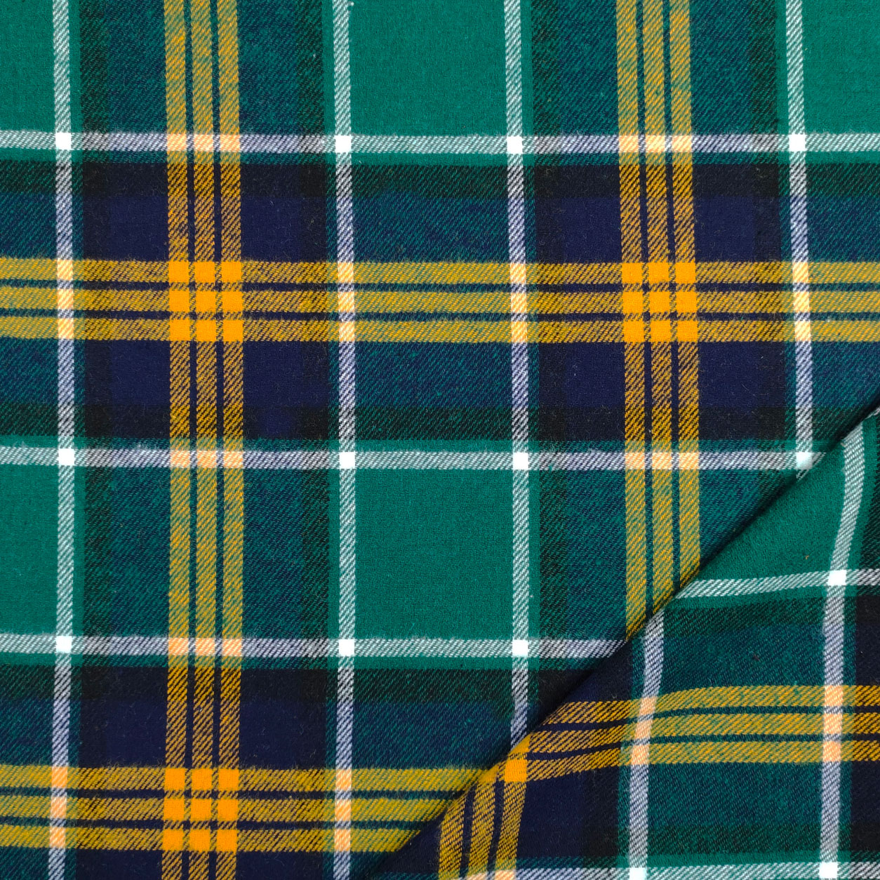 Tessuto Flanella Tartan Blu Verde Giallo