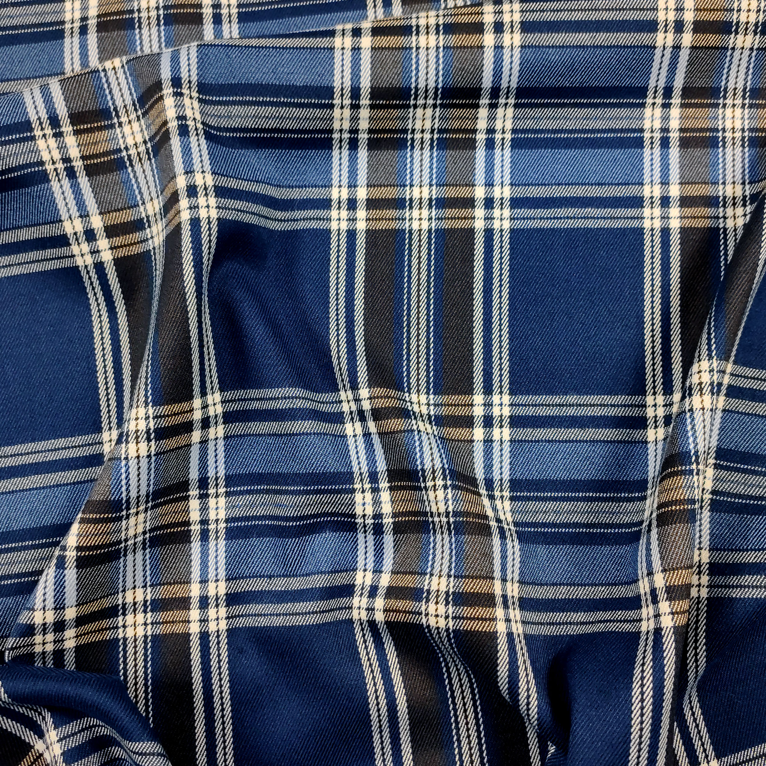 Tessuto Tartan Quadri Toni Celeste Image
