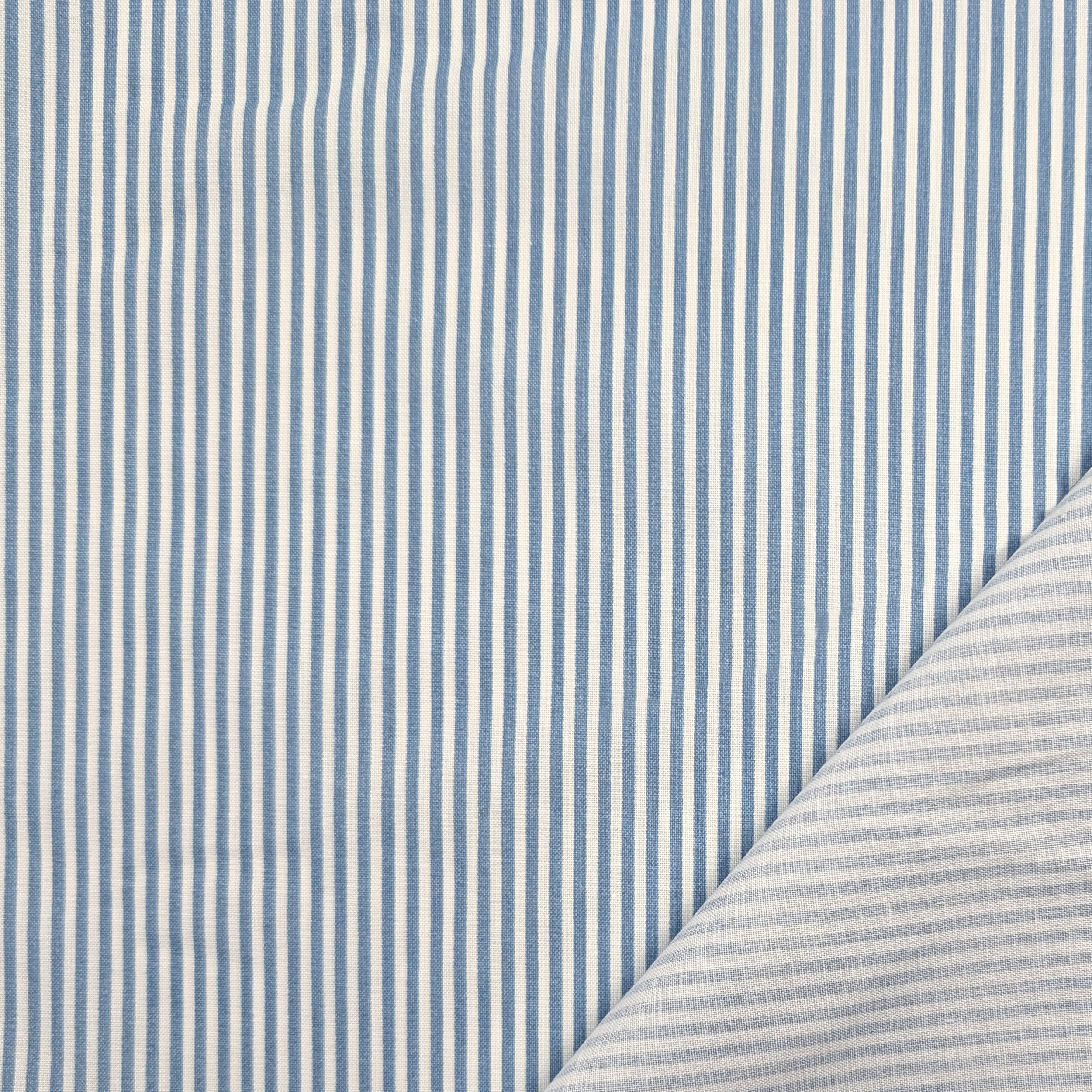 Lenzuolo di Cotone Righe Sottili Avio Image