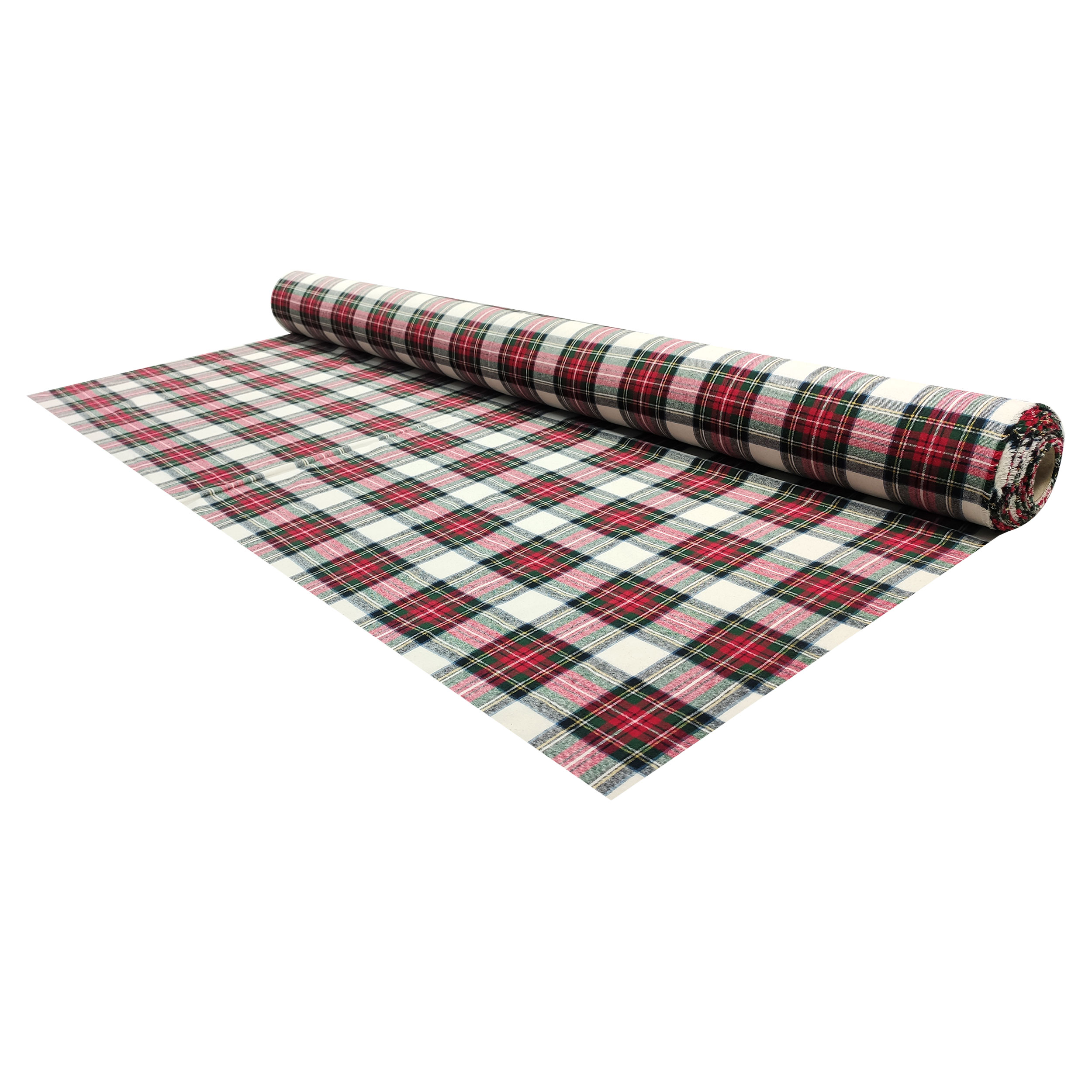 Tessuto Flanella Tartan Rosso Bianco Verde