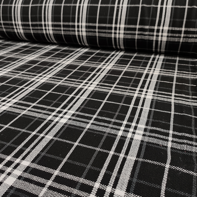 Tessuto Tartan Bianco e Nero