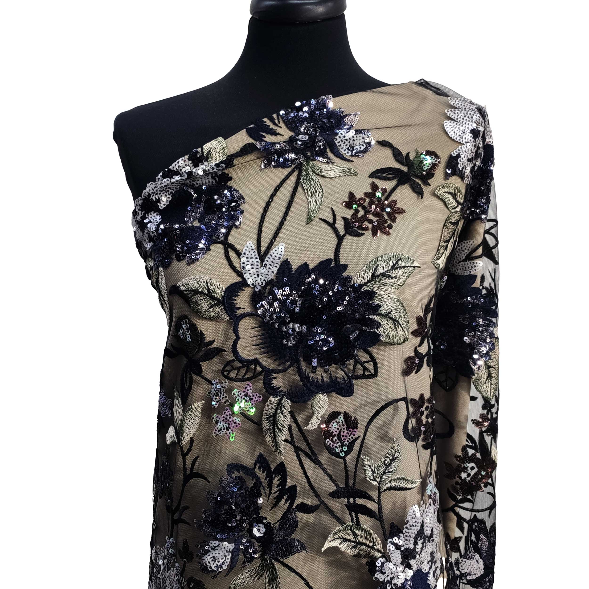 Pizzo Alta Moda Fiori Paillettes