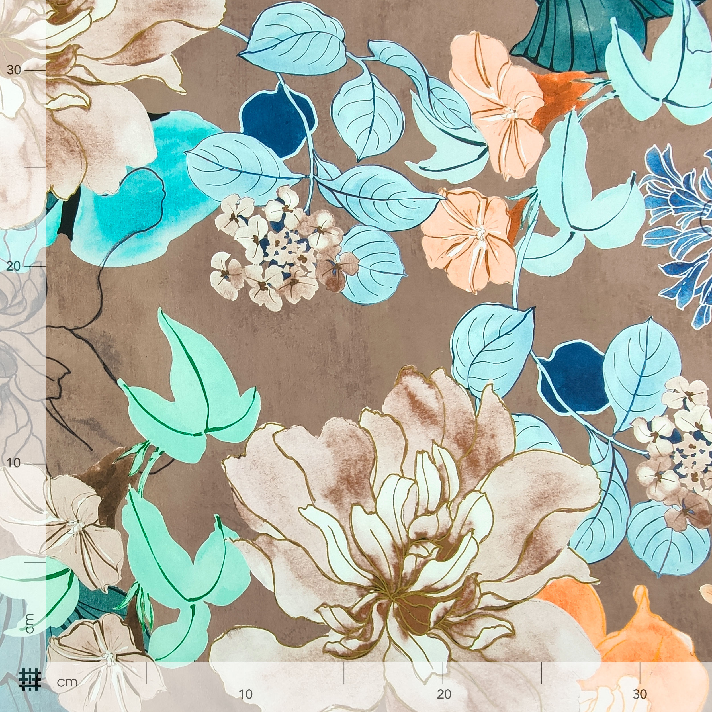 Rasetto Alta Moda Fiori Sfondo Marrone