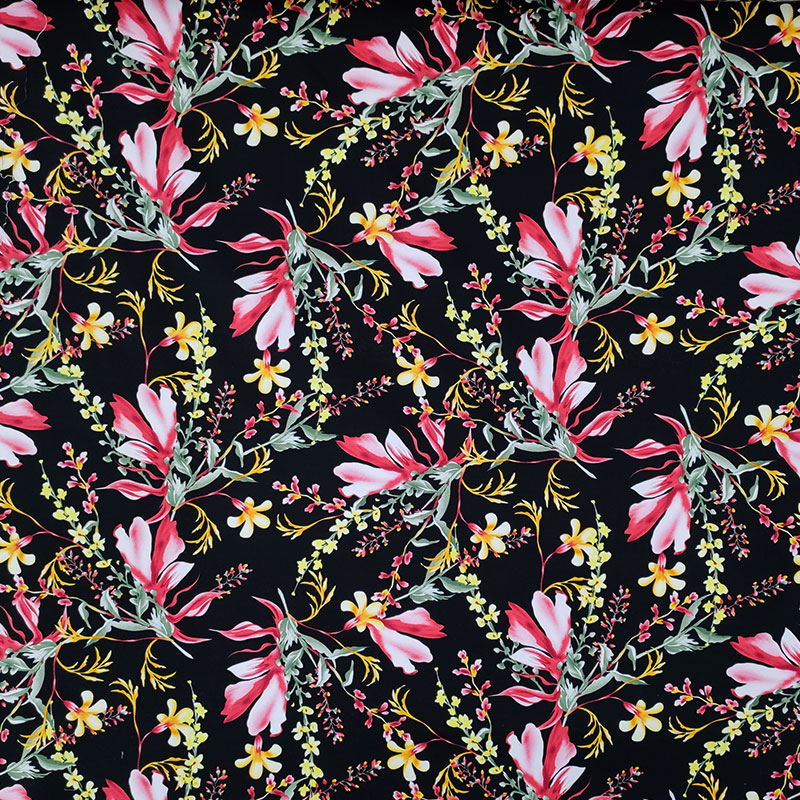 Tessuto Cotone Elasticizzato Floreale Romantica