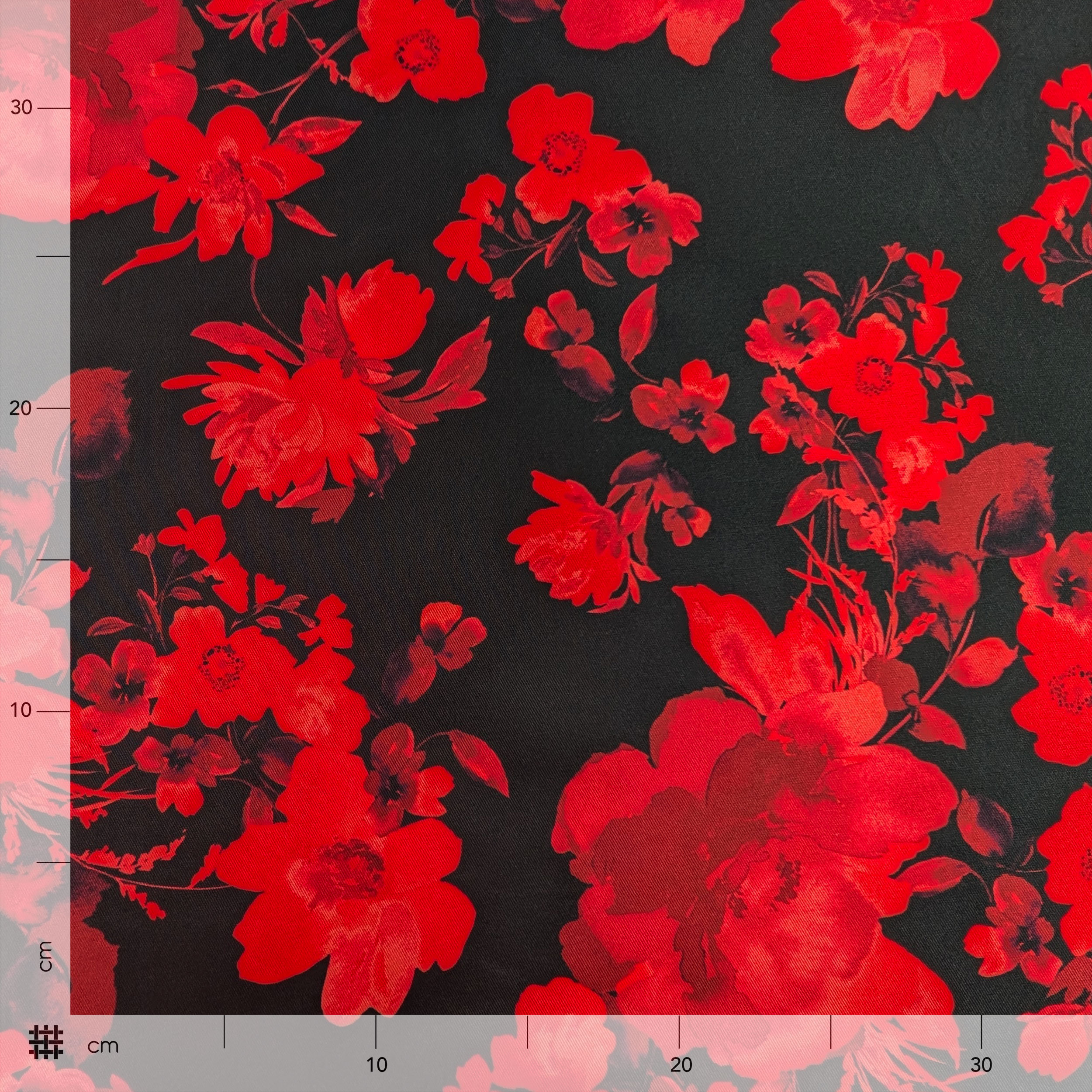 Mikado Alta Moda Italiana Fiori Rossi Image