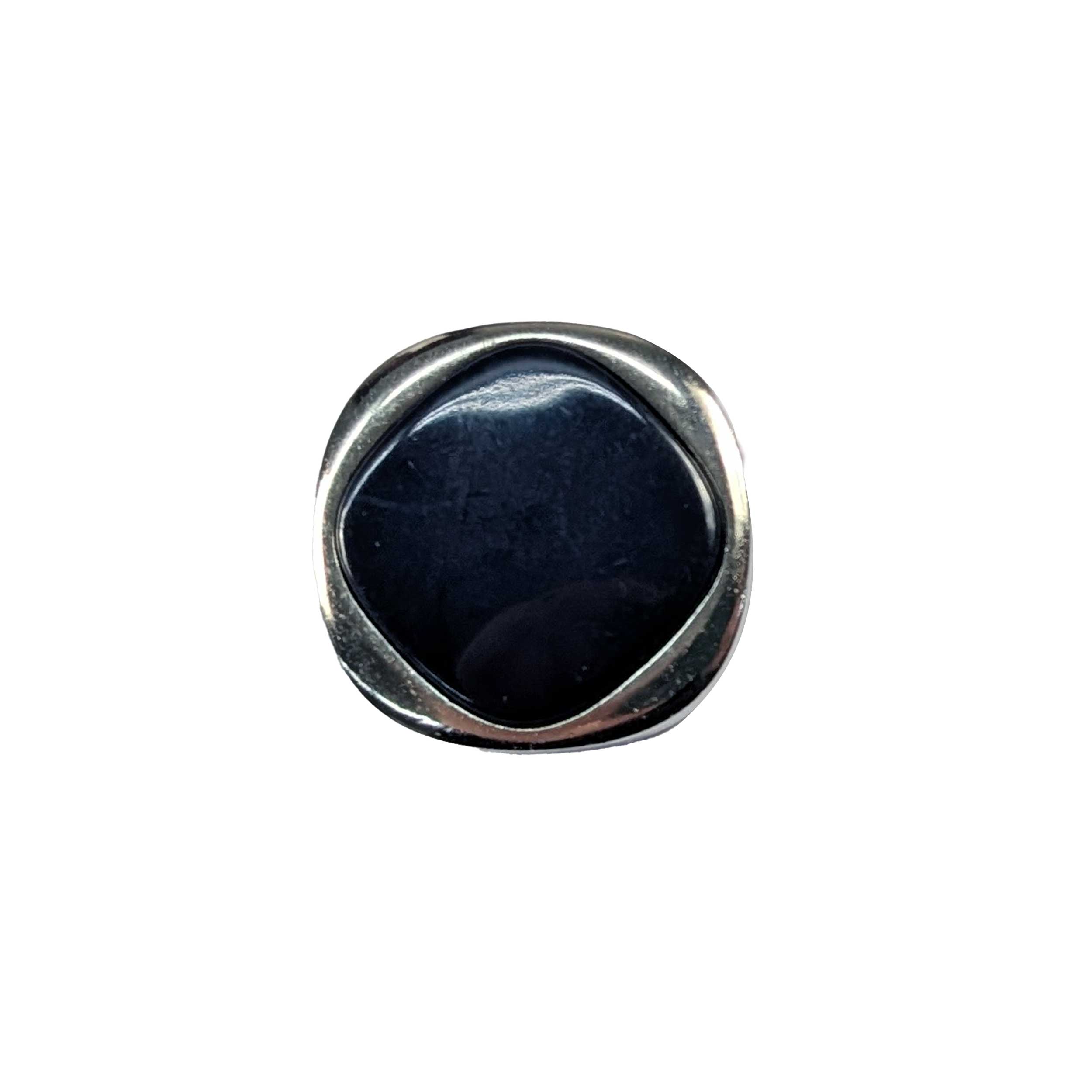 Bottone Plastica Argento Pietra Blu Image