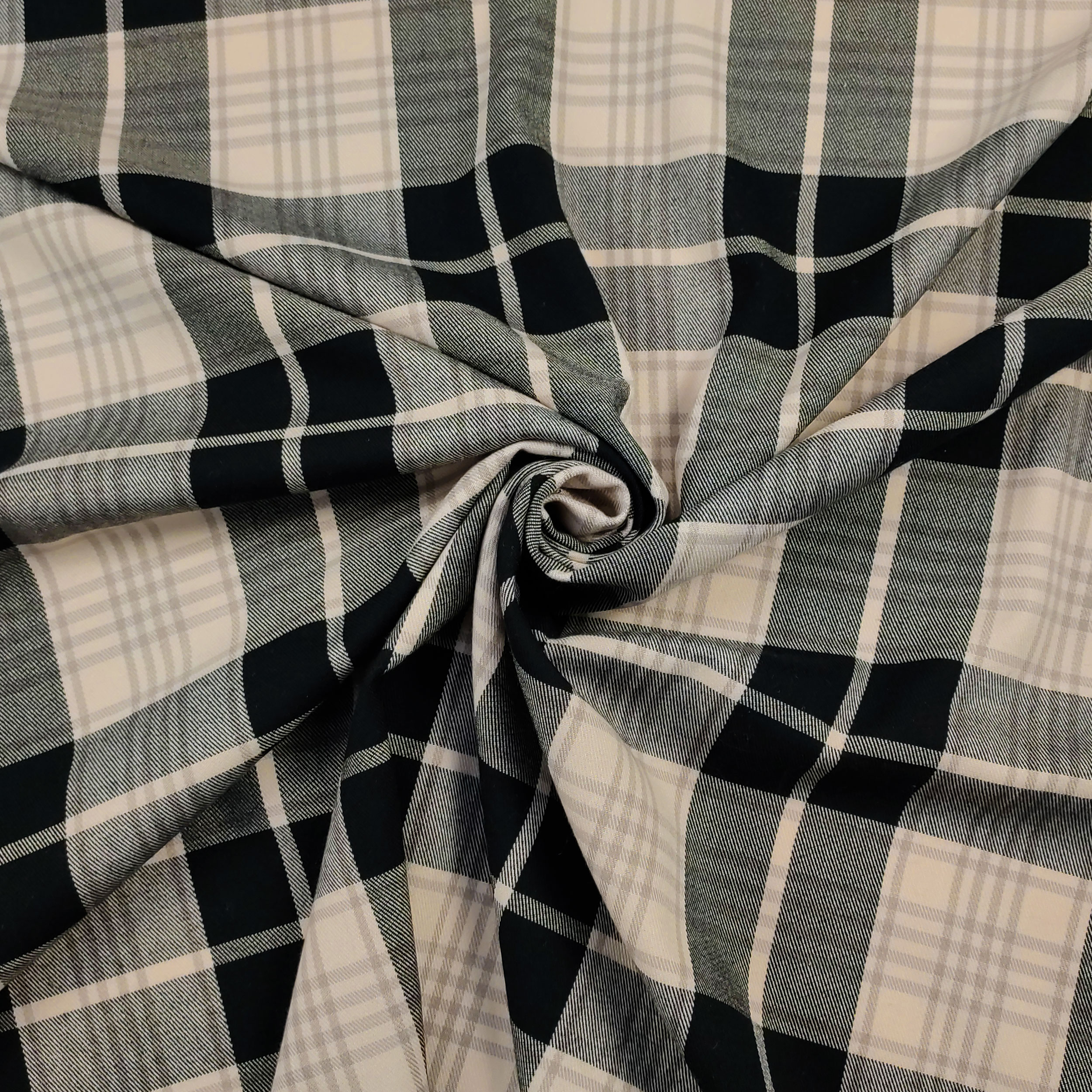 Tessuto Tartan Cipria e Nero
