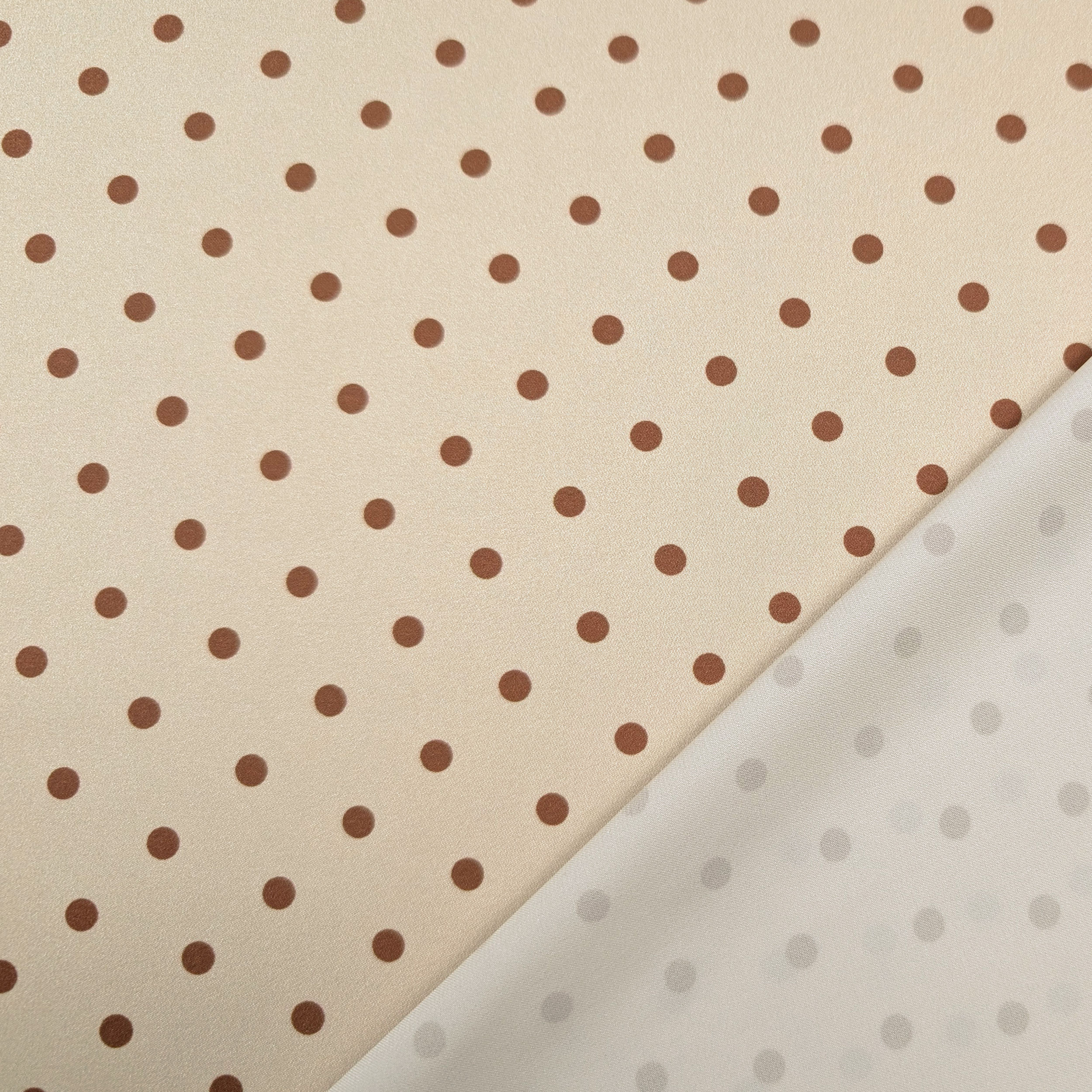 Raso Setato Alta Moda Pois Marroni Image