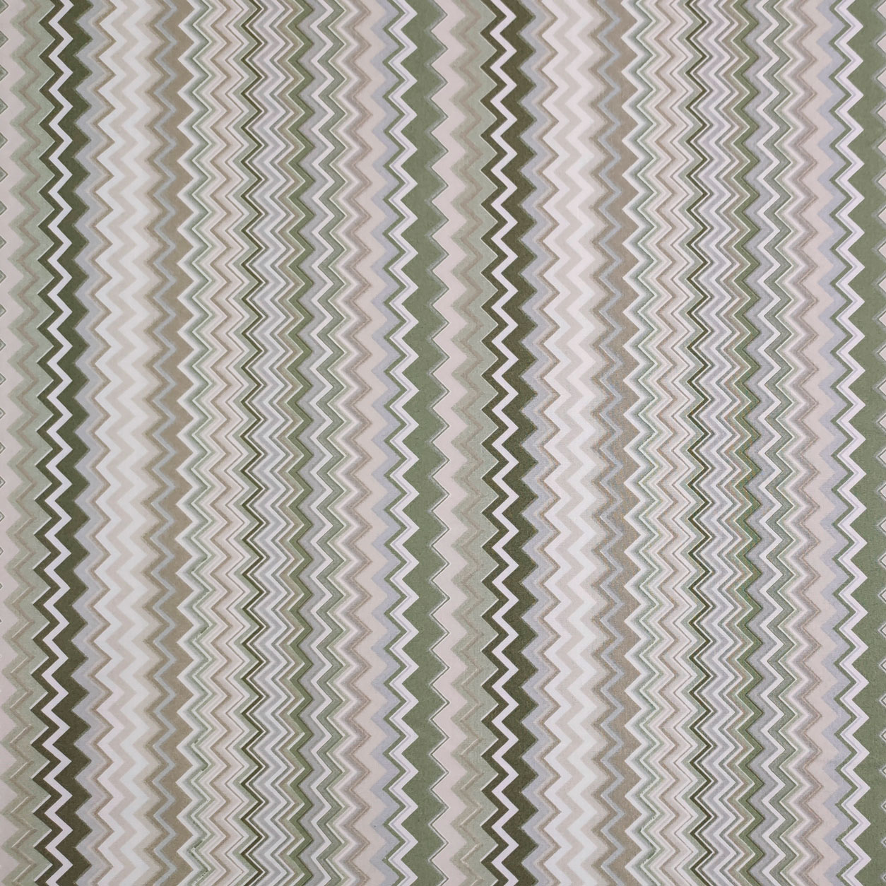 Tessuto di Cotone Zig Zag Multicolor Toni del Verde