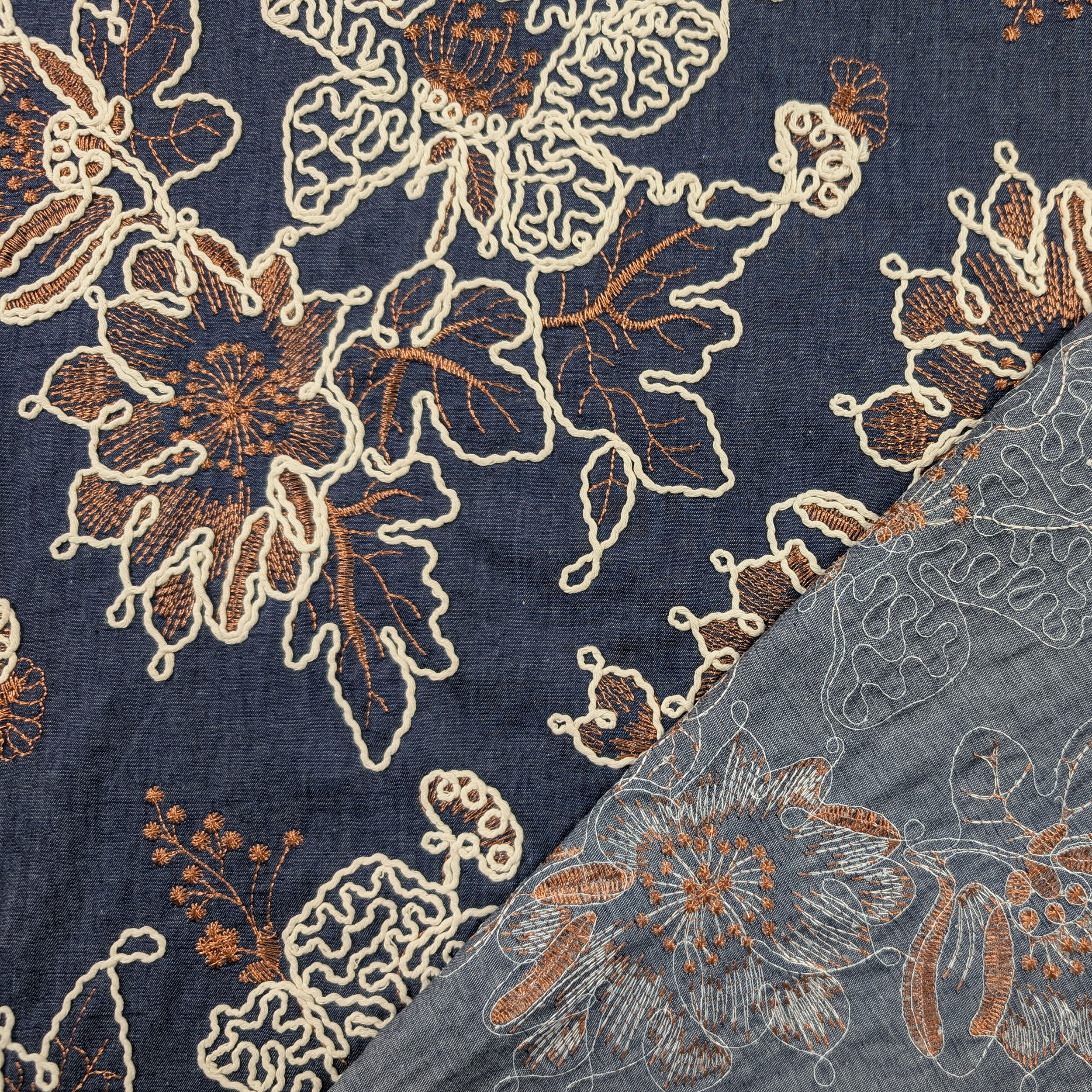 Jeans Cotone Blu Fiori Ricamati Image