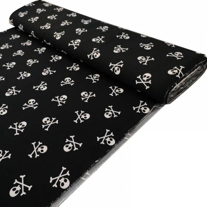 Tessuto Teschi Pirati Sfondo Nero
