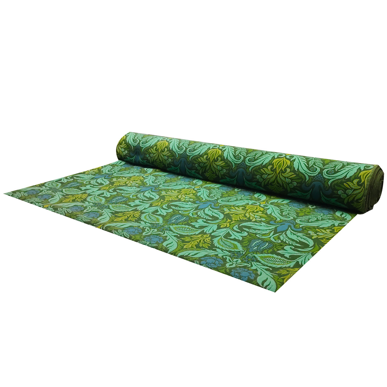 tessuto-arredo-jacquard-pesante-rose-foglie-blu-e-verde