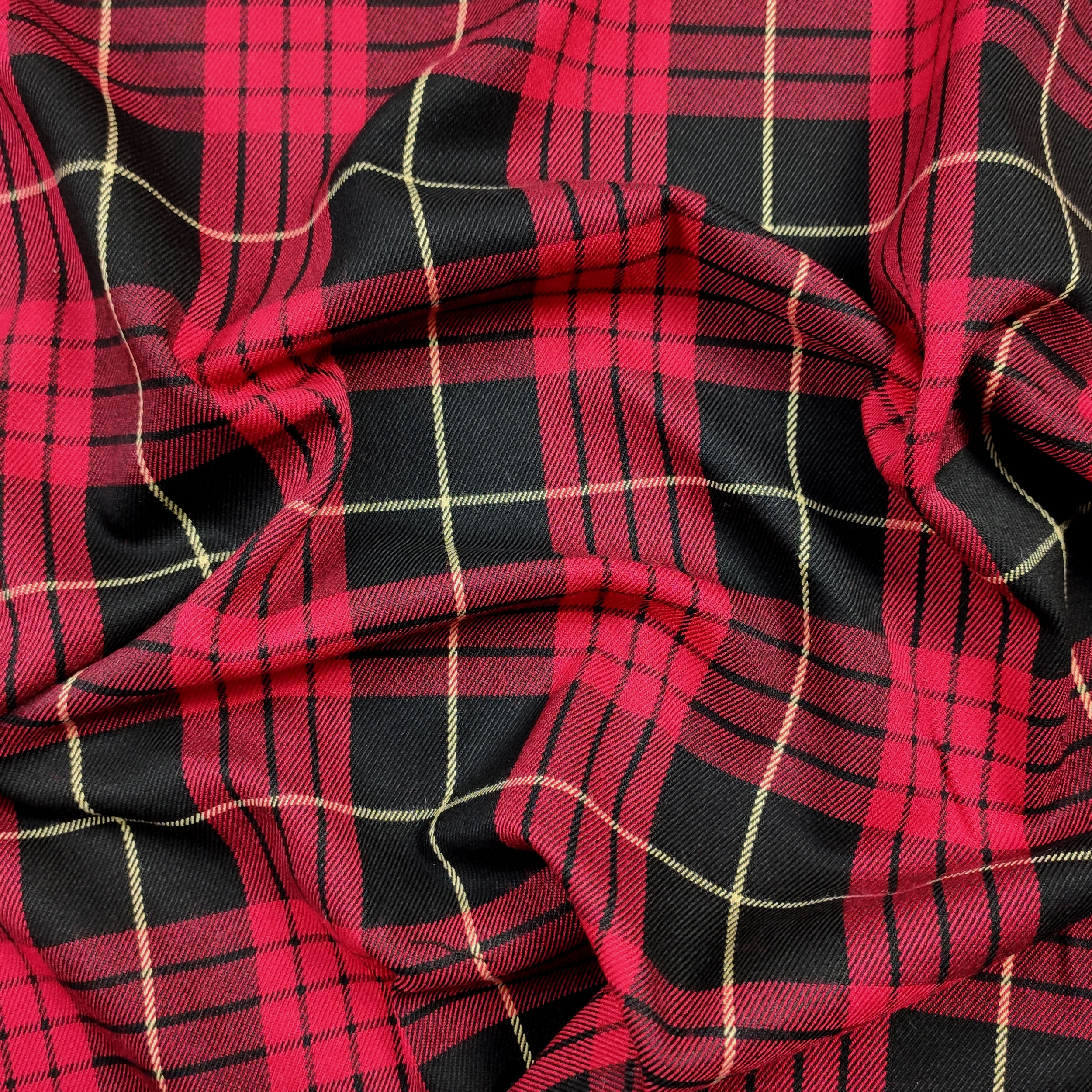 Tessuto Tartan Quadri Nero Rosso e Oro Image