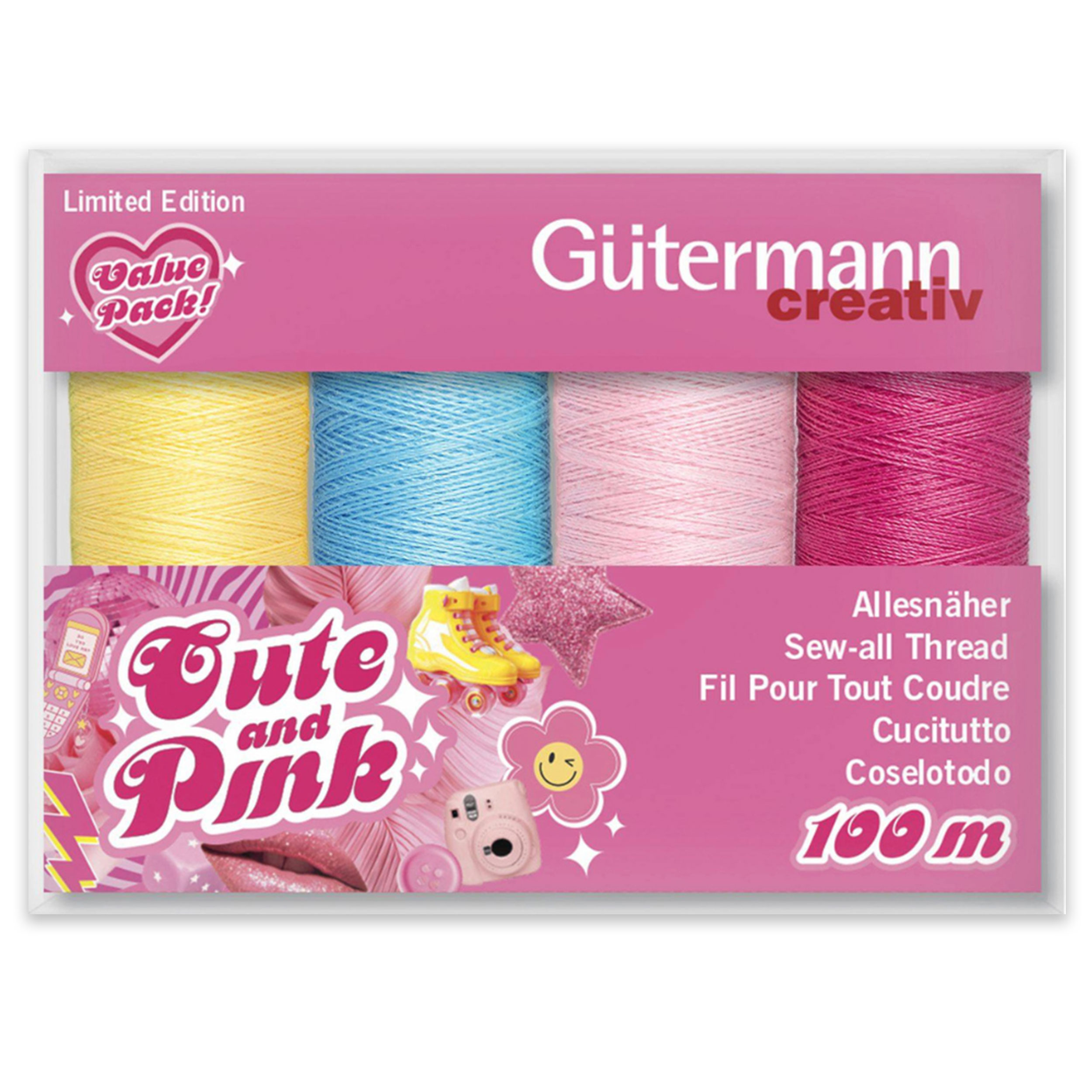 Gutermann Cute and Pink 4 Bobine Filo Cucitutto 100 m Image