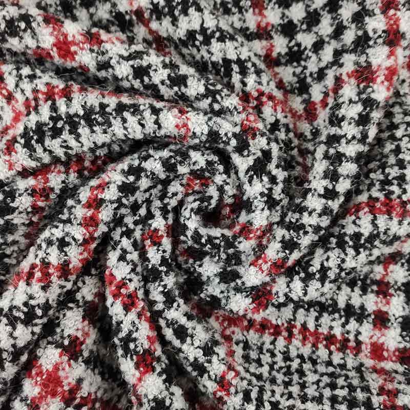 Tessuto per Cappotti Tartan Grigio e Rosso